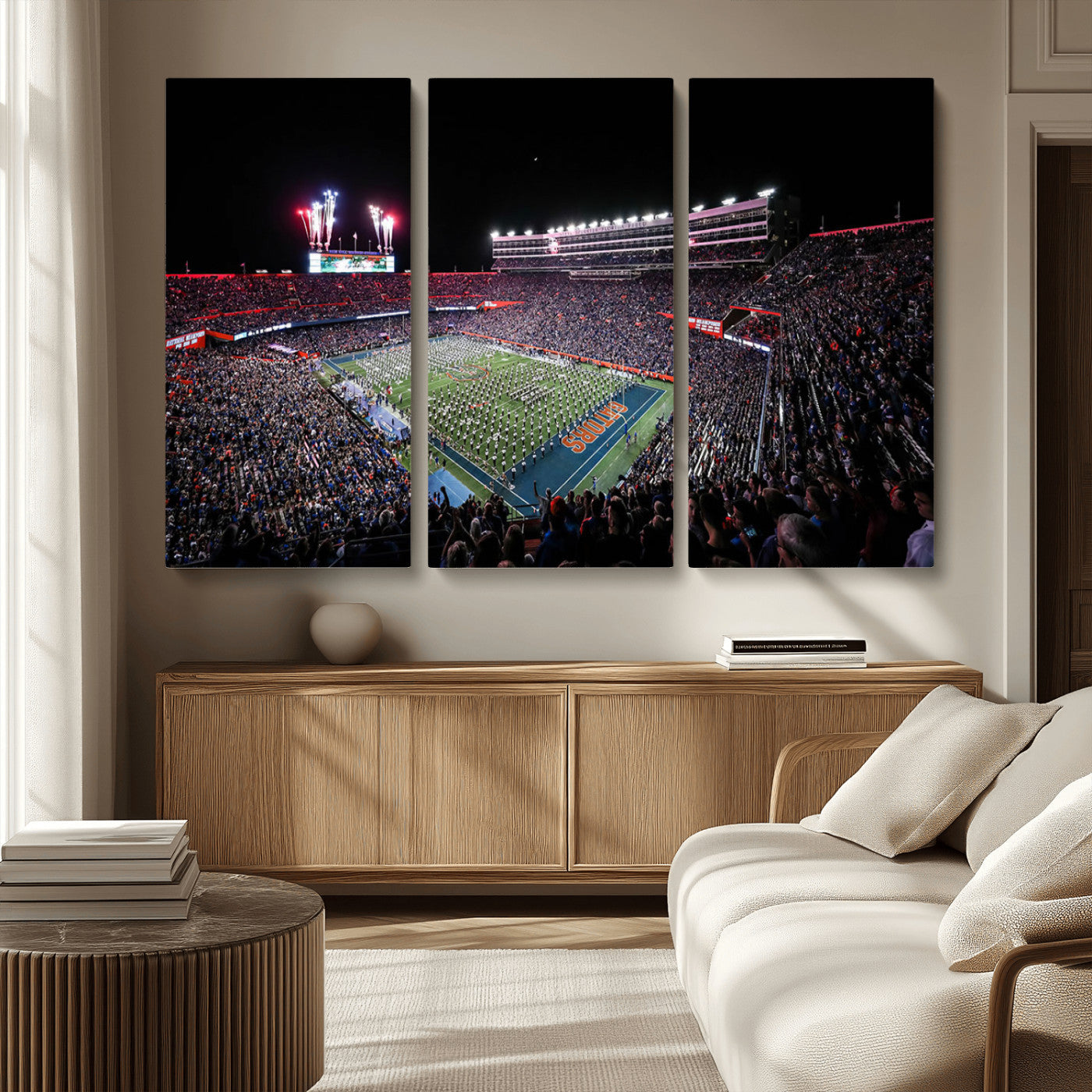 46899-MGV-CV-36X24-Ben Hill Griffin Stadium Wall Art Canvas Print, Framed Football Stadium Art Picture Print, Florida Football Stadium Perfect Sport