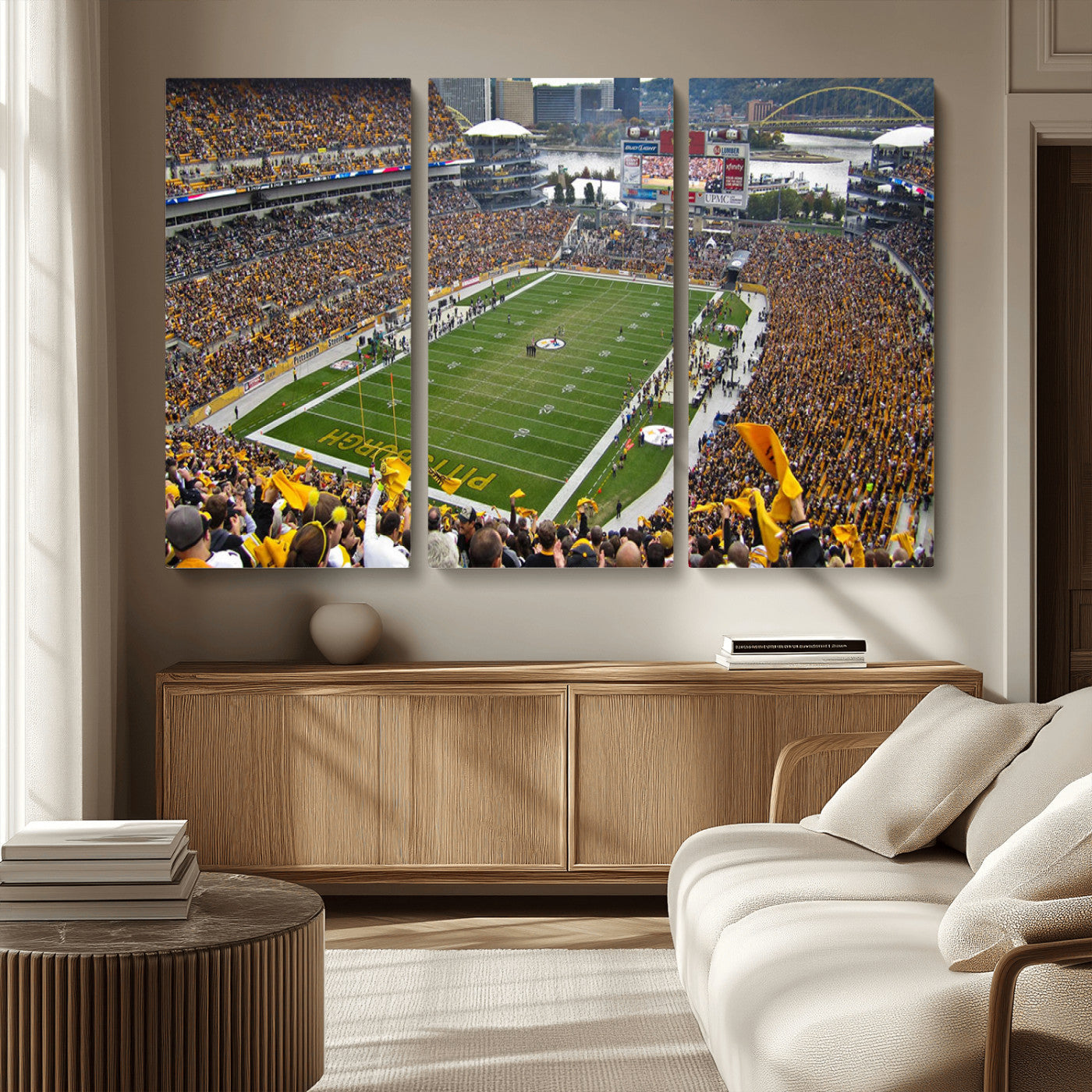 51419-MGV-CV-36X24-Heinz Field Wall Art Canvas Print, Framed Pittsburgh Stadium Field Art Picture Print, Heinz Stadium Field Perfect Sports Room