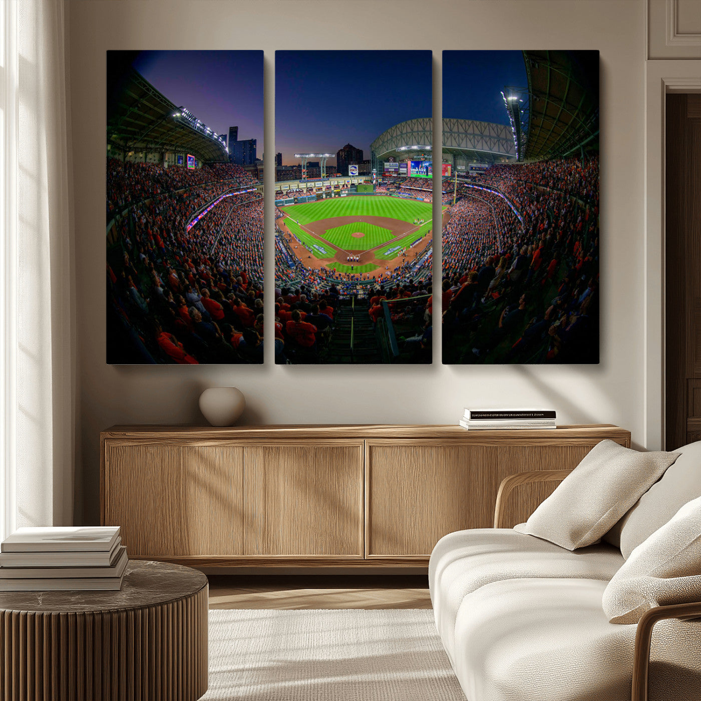 44322-MGV-CV-36X24-Minute Maid Park Wall Art Canvas Print, Framed Houston Astros Stadium Art Picture Print, Houston Astros Field Perfect Sports Room