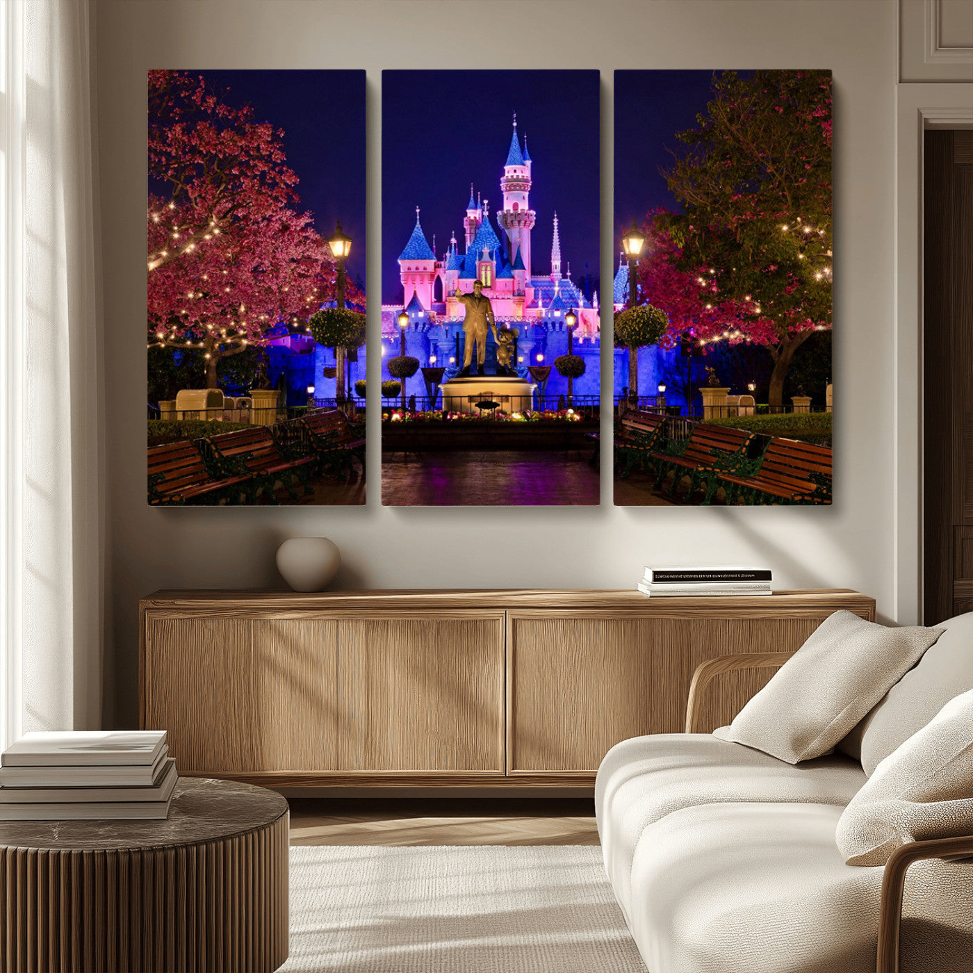 79435-MGV-CV-36X24-Disney Castle Wall Art Canvas Print, Framed Magic Kingdom Art Picture Print, Disney World Perfect Child Room Decor Artwork
