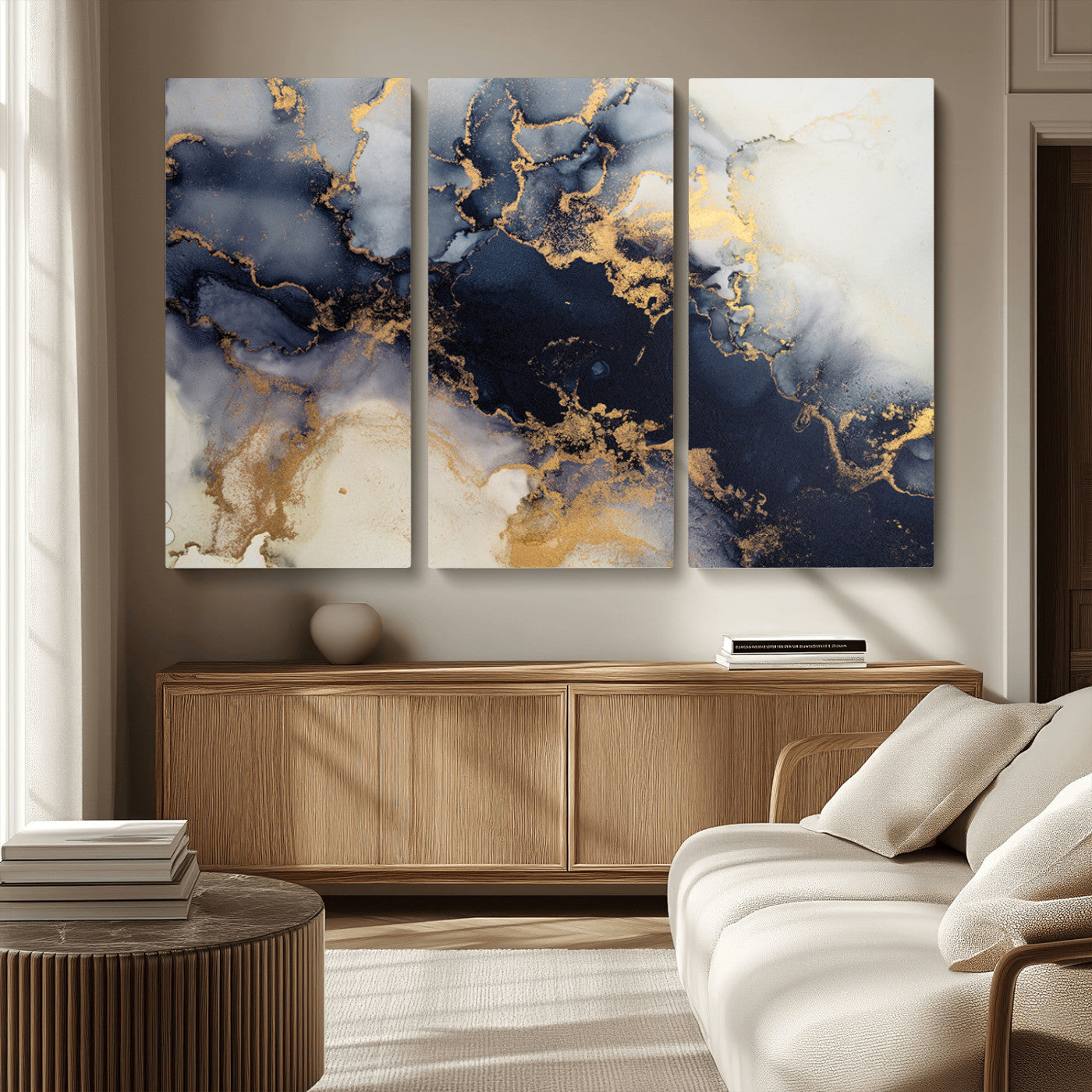 41136487-MGV-CV-36X24-Black Marble Wall Art Canvas Print, Framed Gold Veins Art Picture Print, Abstract Texture Perfect Moody Luxe Decor Artwork