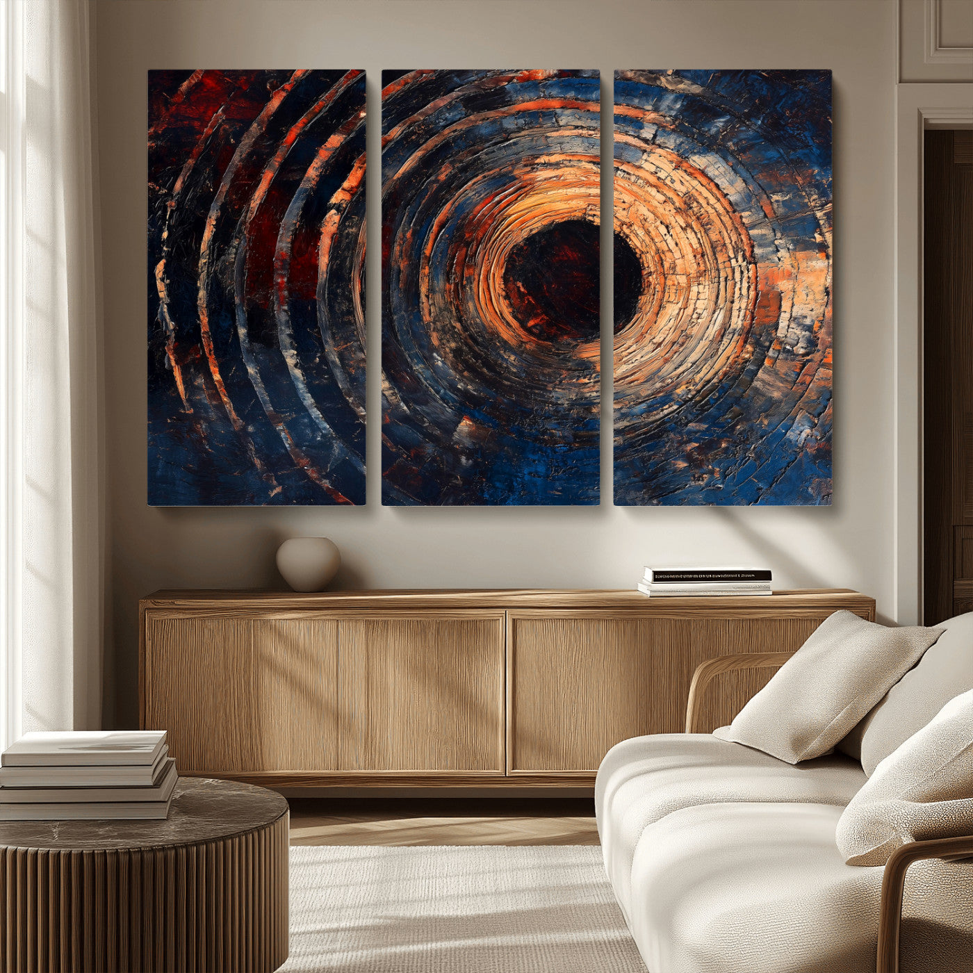 10017879-MGV-CV-36X24-Wood Tree Ring Wall Art Canvas Print, Framed Natural Wood Art Picture Print, Rustic Tree Slice Perfect Rustic Decor Artwork