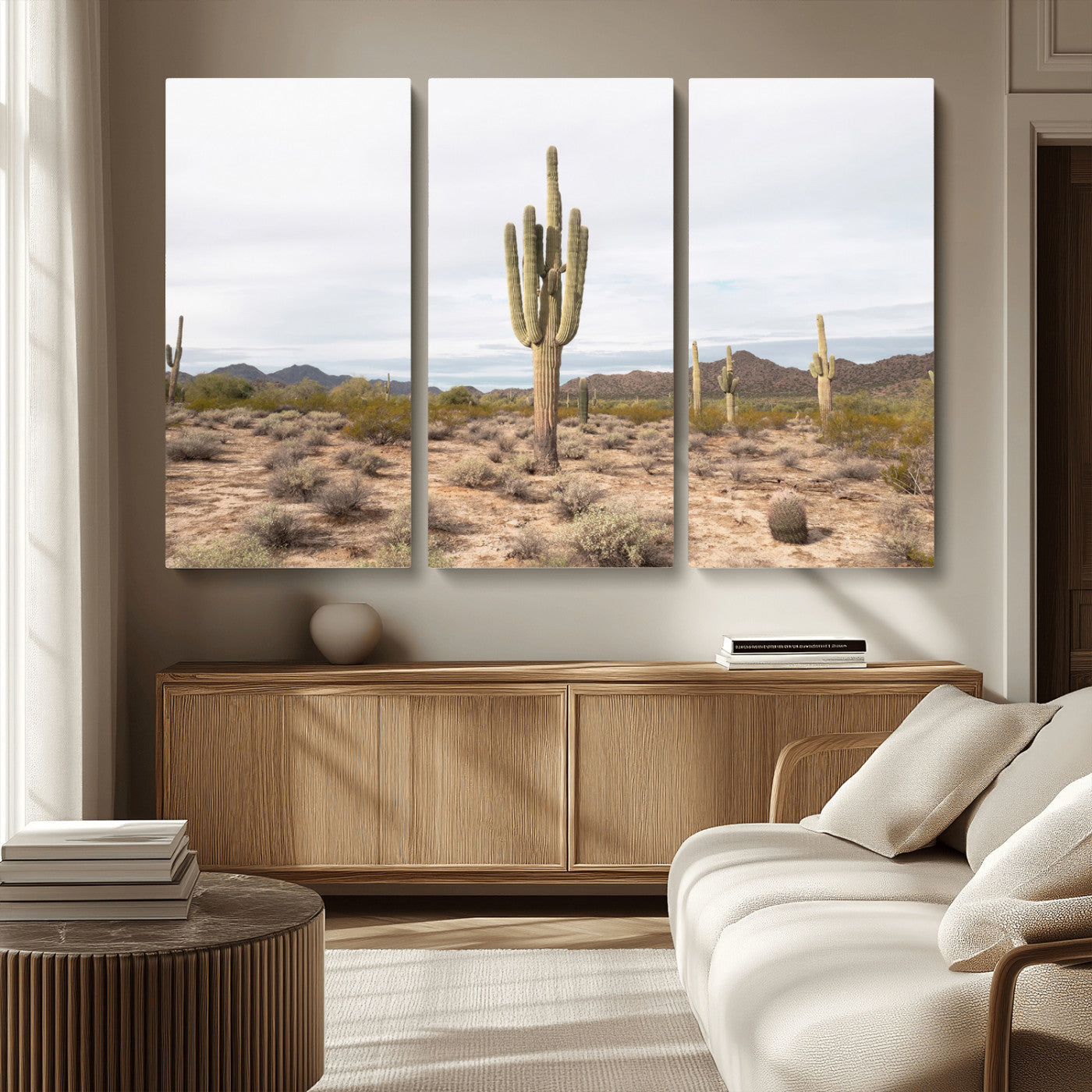 96147924-MGV-CV-36X24-Saguaro Cactus Wall Art Canvas Print, Framed Desert Cactus Art Picture Print, Earthy Desert Perfect Southwestern Boho Decor