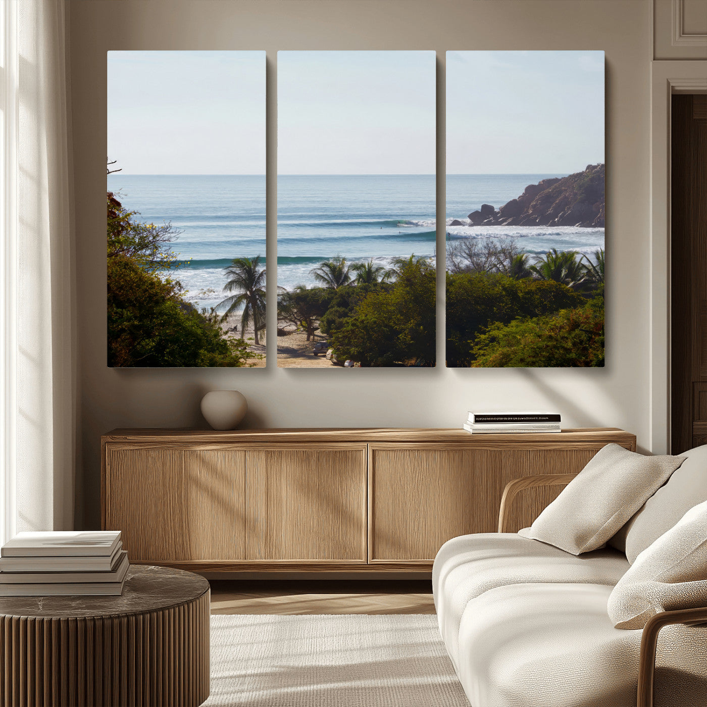 88336640-MGV-CV-36X24-Tropical Beach Scene Wall Art Canvas Print, Framed Coastal Photography Art Picture Print, Ocean Horizon Art Perfect Coastal Boho