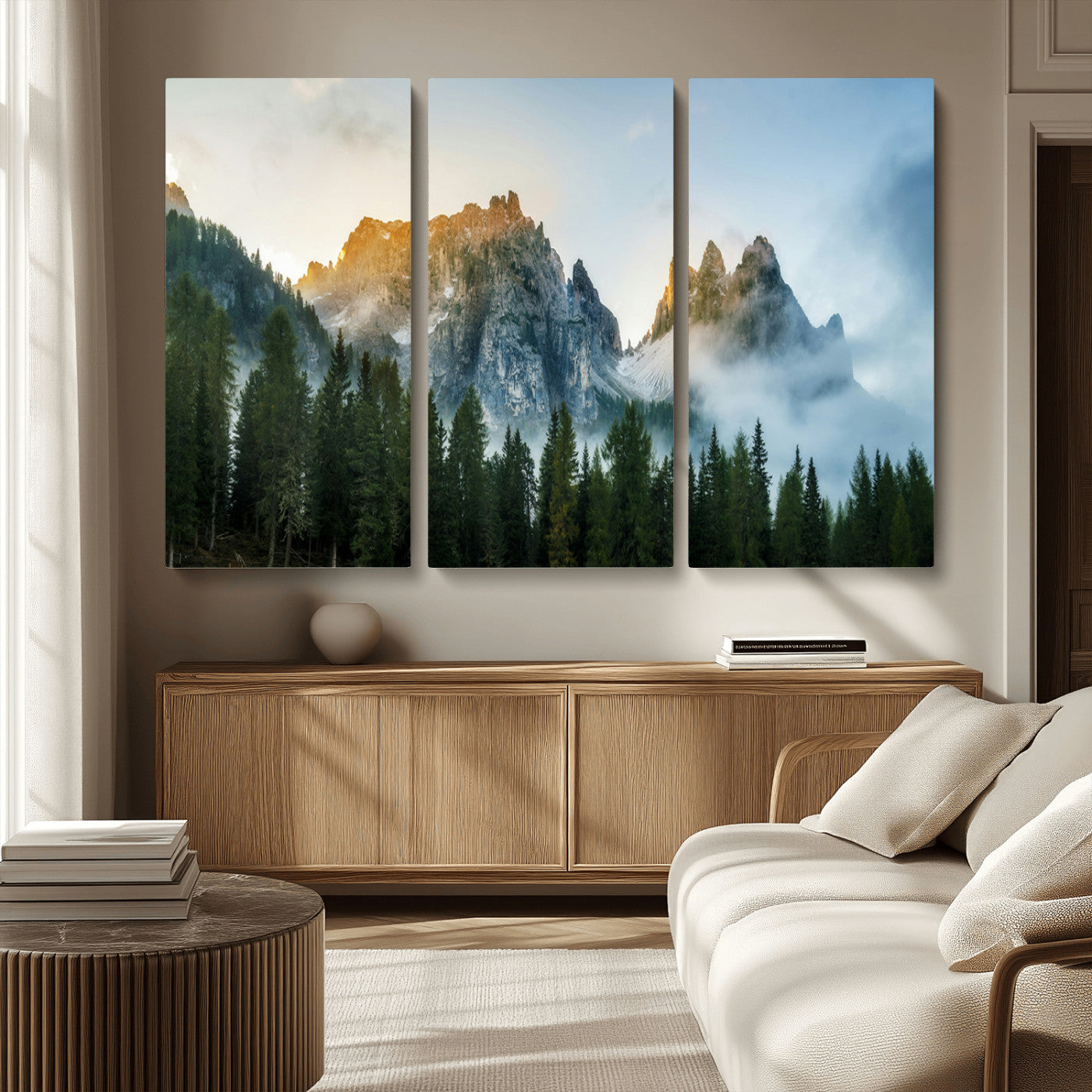 21145440-MGV-CV-36X24-Wilderness Wall Art Wall Art Canvas Print, Framed Nature Landscape Decor Art Picture Print, Misty Forest Photography Perfect