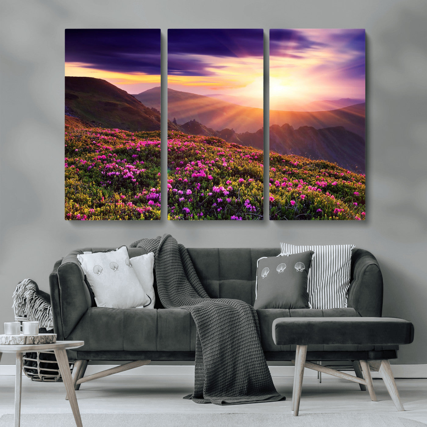 49741-MGV-CV-36X24-Mountain Sunrise Wall Art – Vibrant Floral Landscape Canvas Print, Nature Home Decor for Living Room, Bedroom Office or Cabin