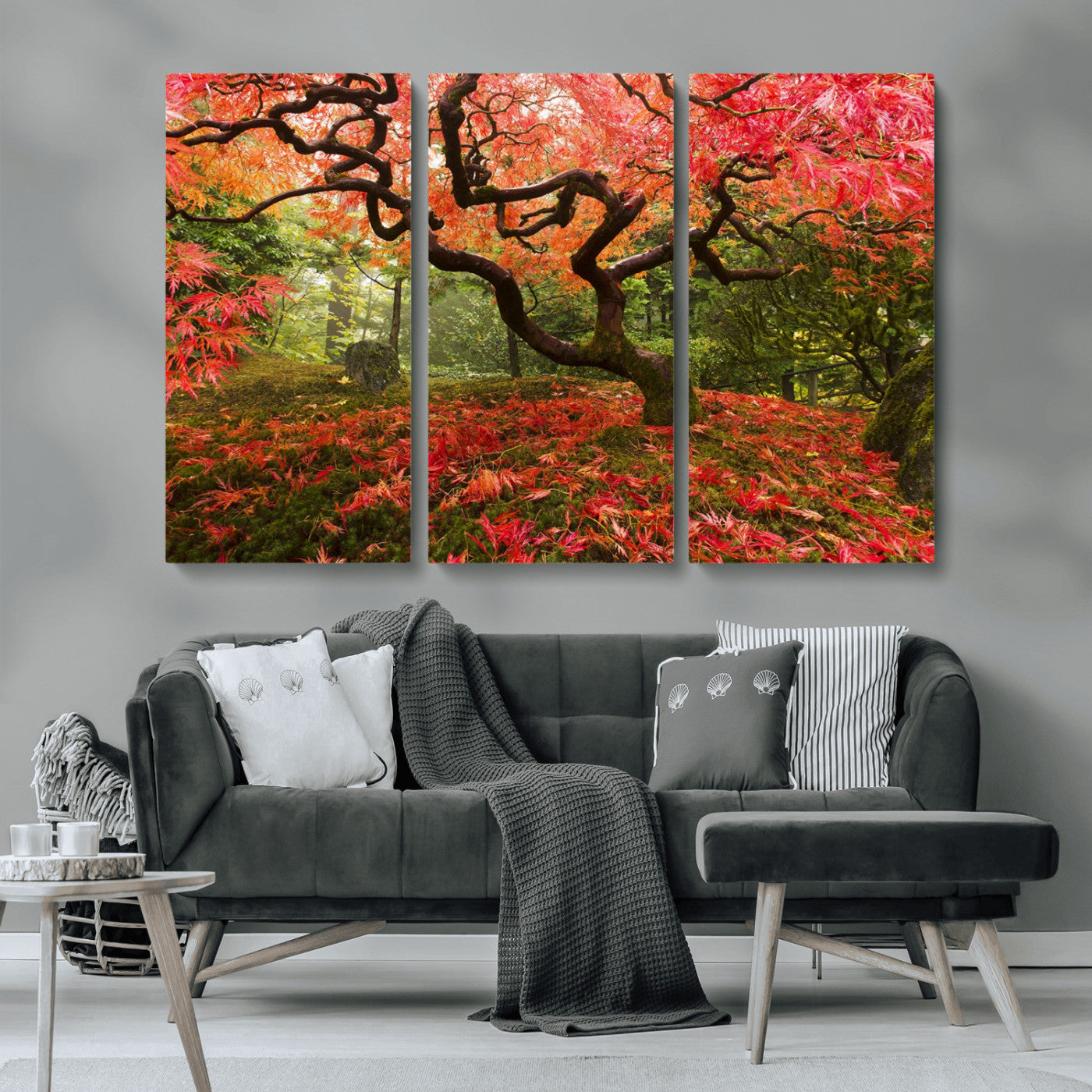 73343-MGV-CV-36X24-Autumn Maple Wall Art – Panoramic Vibrant Red Maple Tree Canvas Print, Seasonal Nature Decor for Office, Living Room or Garden