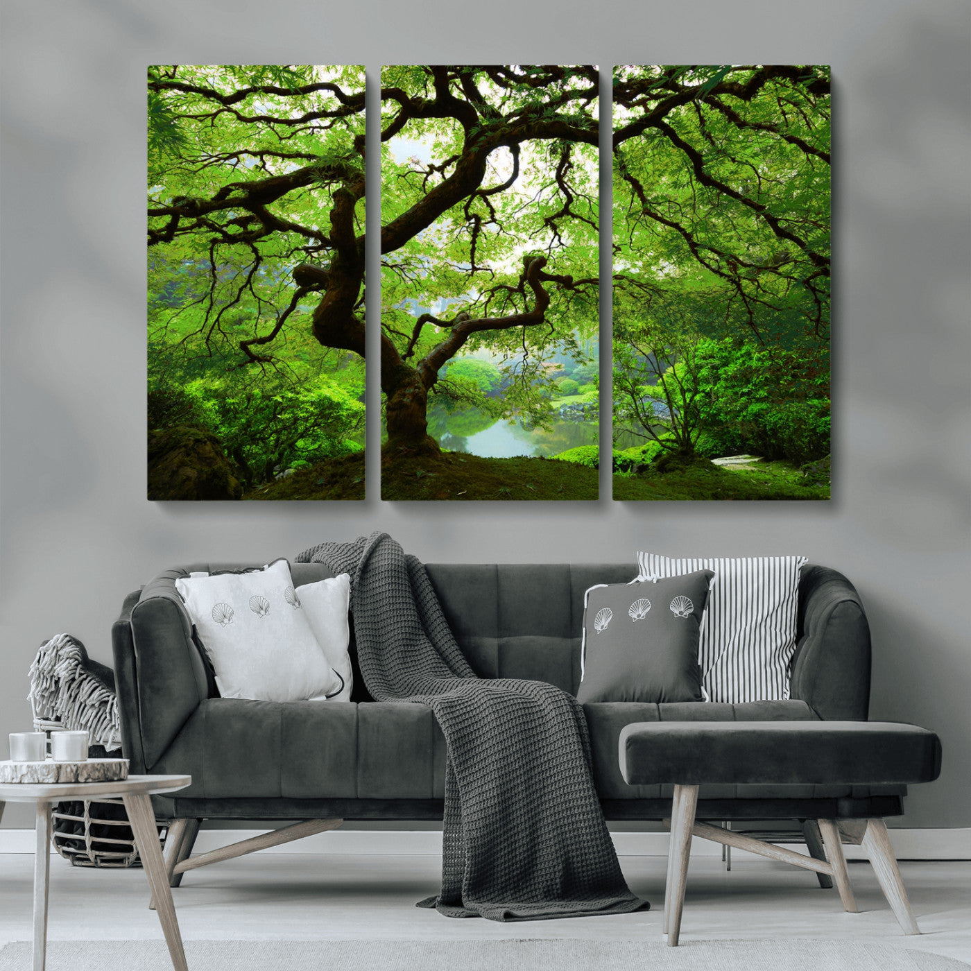 18094-MGV-CV-36X24-Emerald Canopy Wall Art – Panoramic Lush Green Tree Canvas Print, Serene Nature Decor for Office, Living Room or Meditation Space