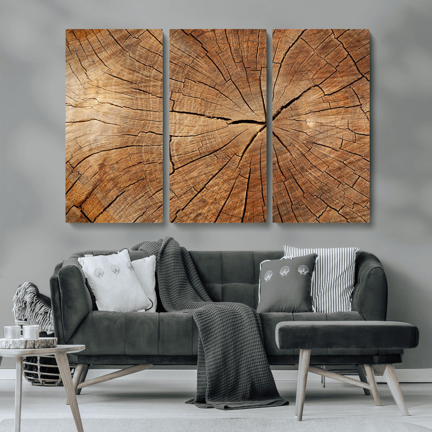 61710-MGV-CV-36X24-Tree Rings Wall Art – Rustic Wood Grain Canvas Print of Tree Trunk Cross Section, Nature Inspired Decor for Cabin, Office, Living