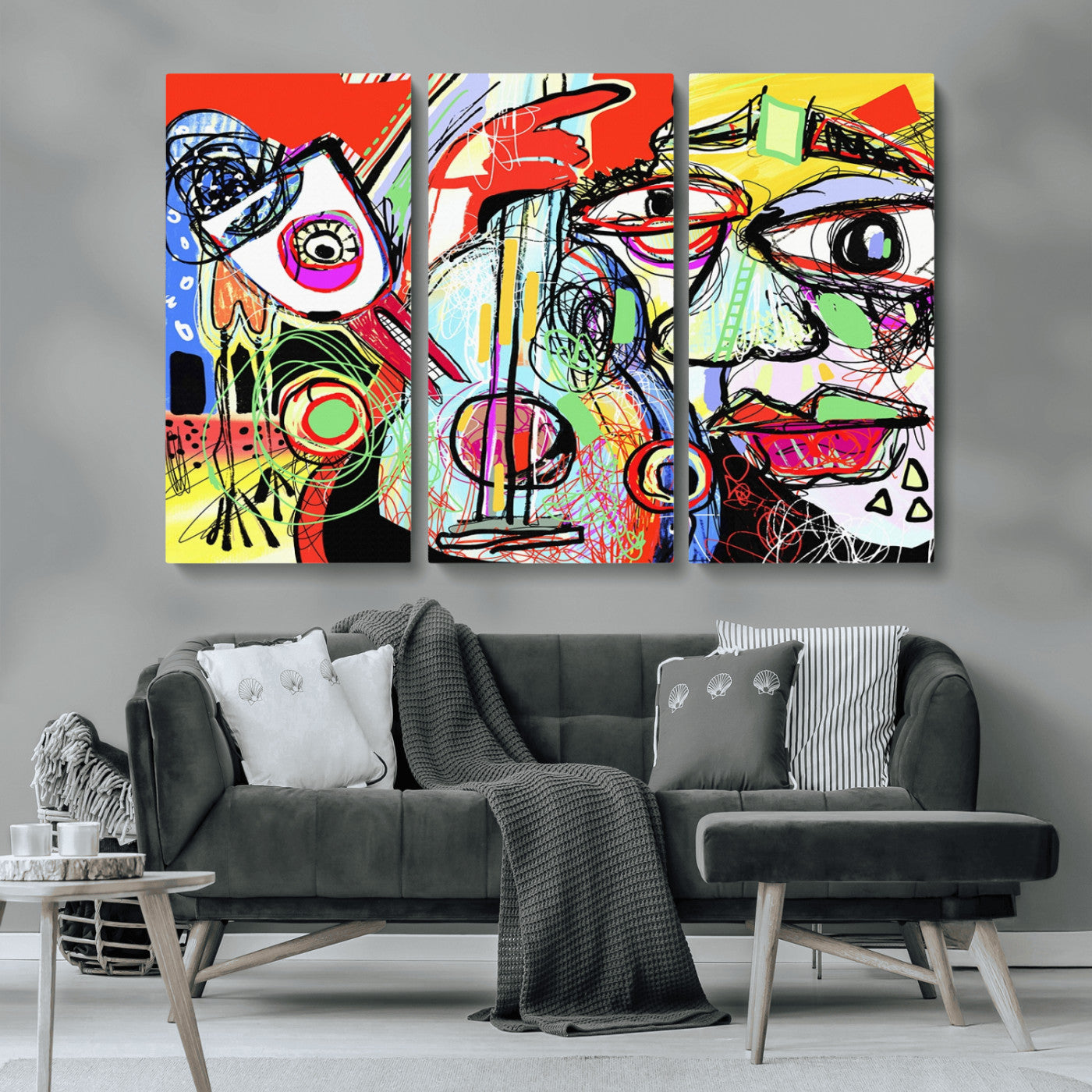 37796-MGV-CV-36X24-Picasso Style Wall Art Canvas Print, Framed Picasso Art Picture Print, Picasso Cubism Perfect Modern Abstract Decor Artwork