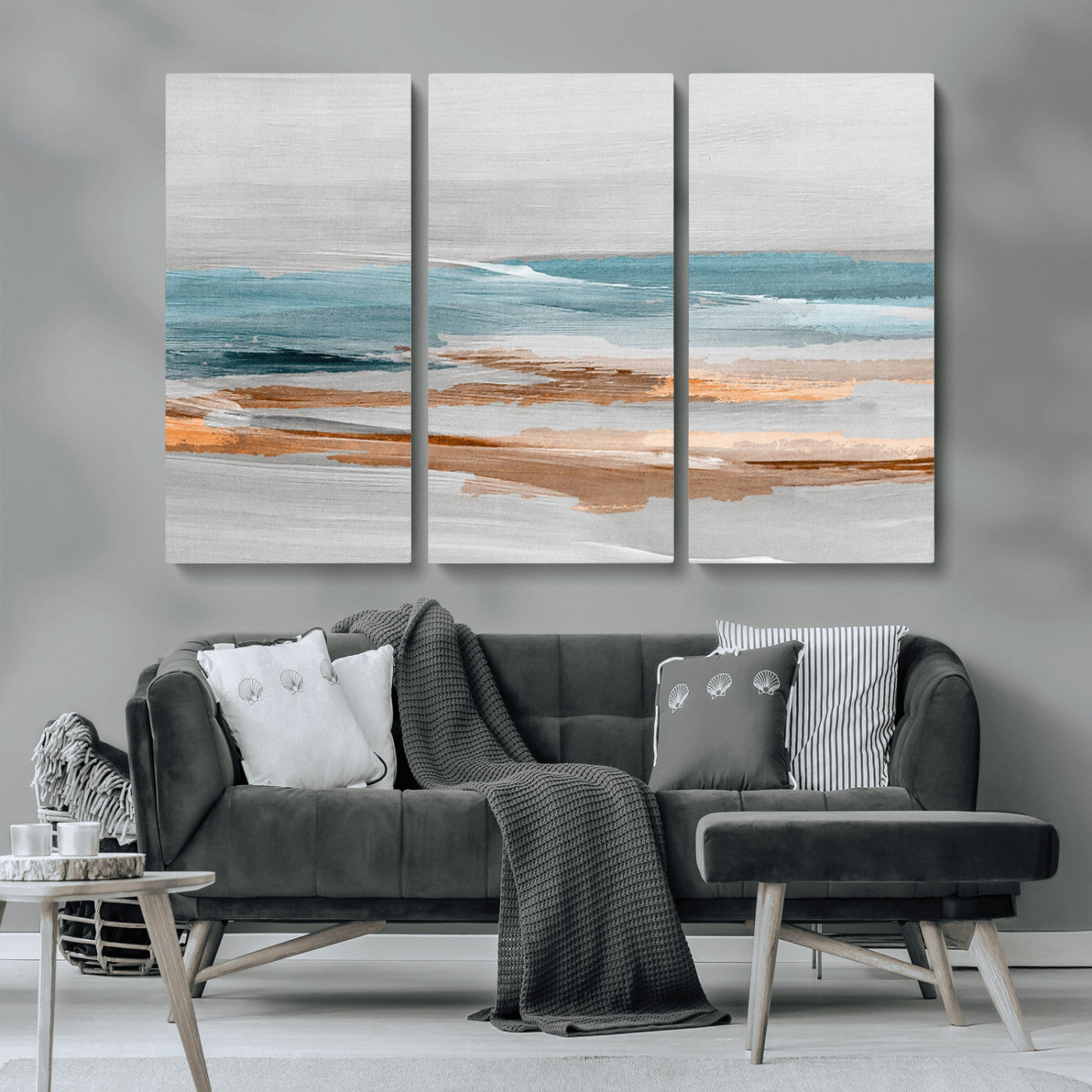 23430-MGV-CV-36X24-Abstract Coastal Wall Art – Modern Ocean Horizon Canvas Print, Minimalist Beach Scene Painting for Bedroom, Living Room, Office or