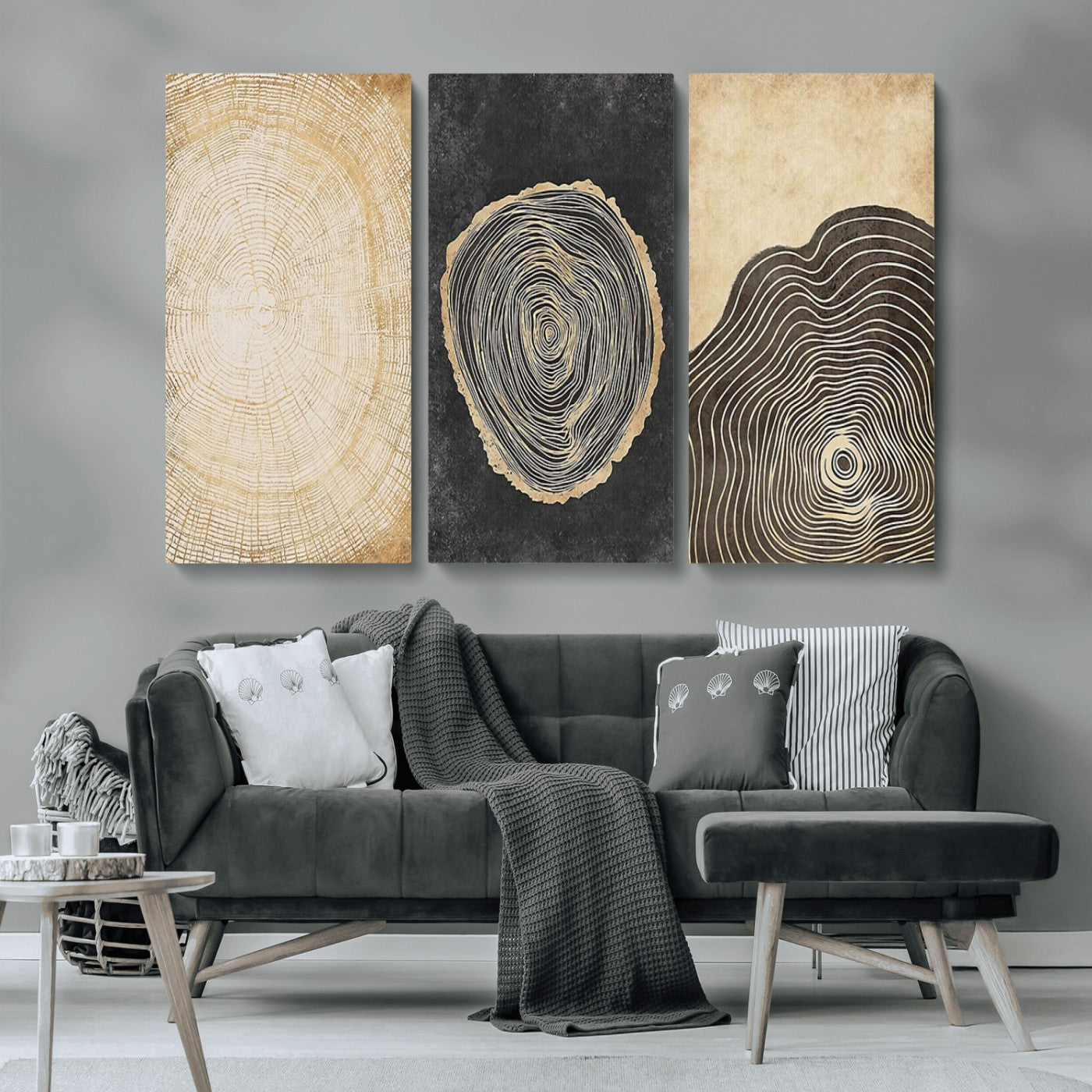 77785-MGV-CV-36X24-Tree Ring Abstract Wall Art – Rustic Wood Growth Pattern Canvas Prints, Modern Nature-Inspired Decor for Living Room or Office