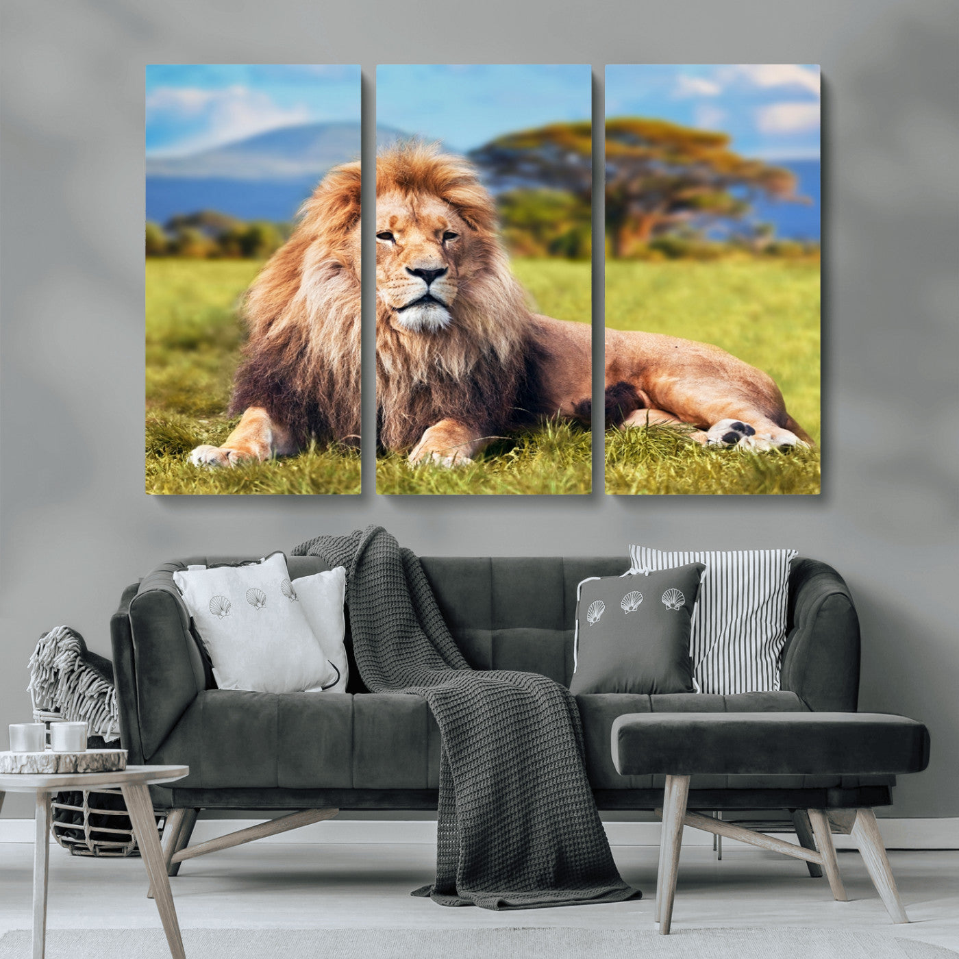 67826-MGV-CV-36X24-Majestic Lion Wall Art – King of the Jungle Canvas Print, Safari Wildlife Decor for Living Room, Office, or Man Cave