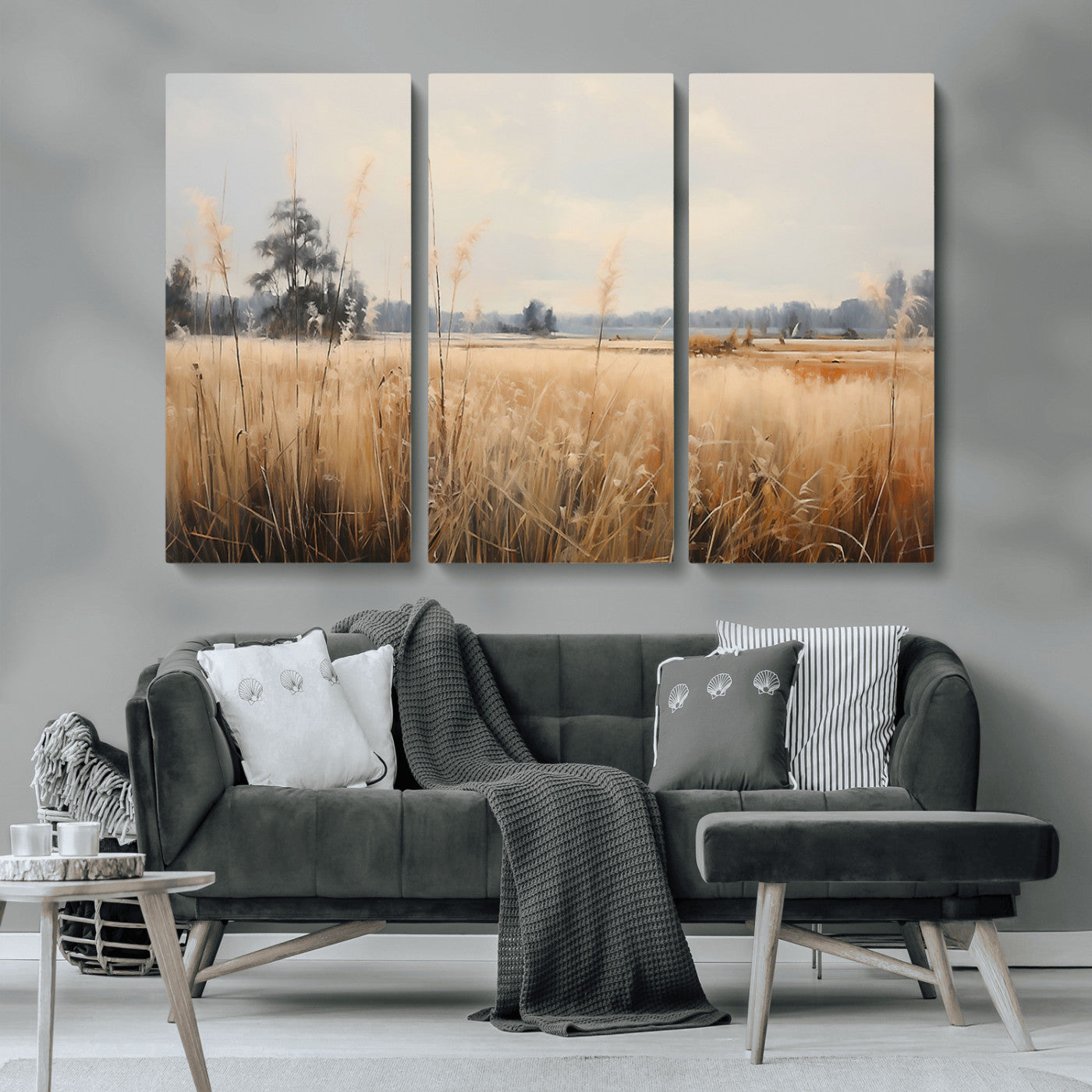 38193-MGV-CV-36X24-Golden Meadow Wall Art – Serene Grassland Landscape Canvas Print, Rustic Nature Decor for Bedroom, Living Room or Farmhouse