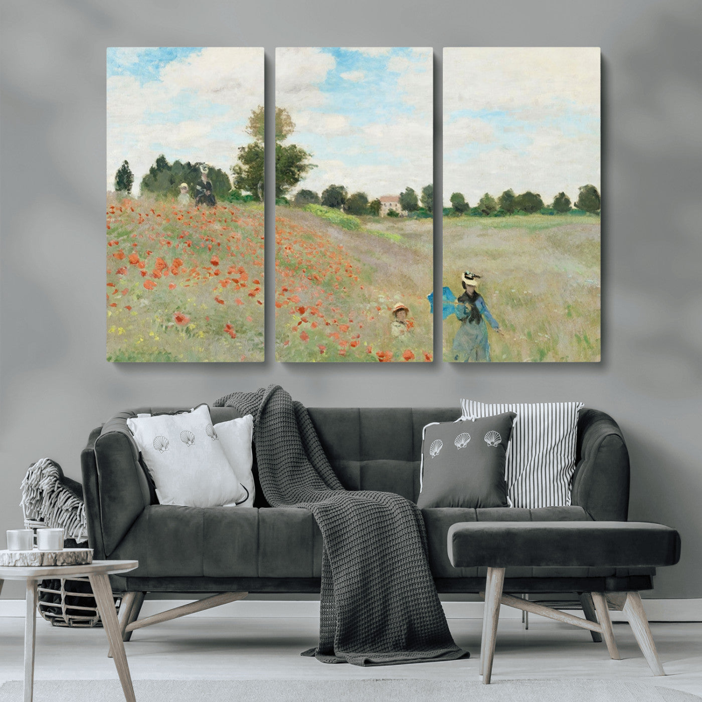 74890-MGV-CV-36X24-Monet Poppy Field Wall Art – Impressionist Landscape Canvas Print, Classic French Artwork for Living Room, Bedroom or Office Decor