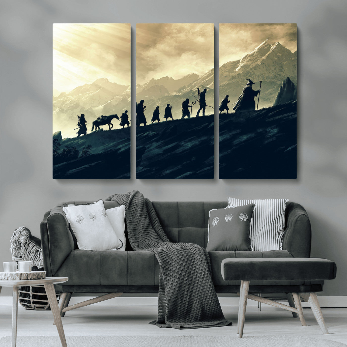 41574-MGV-CV-36X24-Fellowship Journey Wall Art – Epic Fantasy Adventure Canvas Print, Mountain Landscape Decor for Living Room, Office or Man Cave