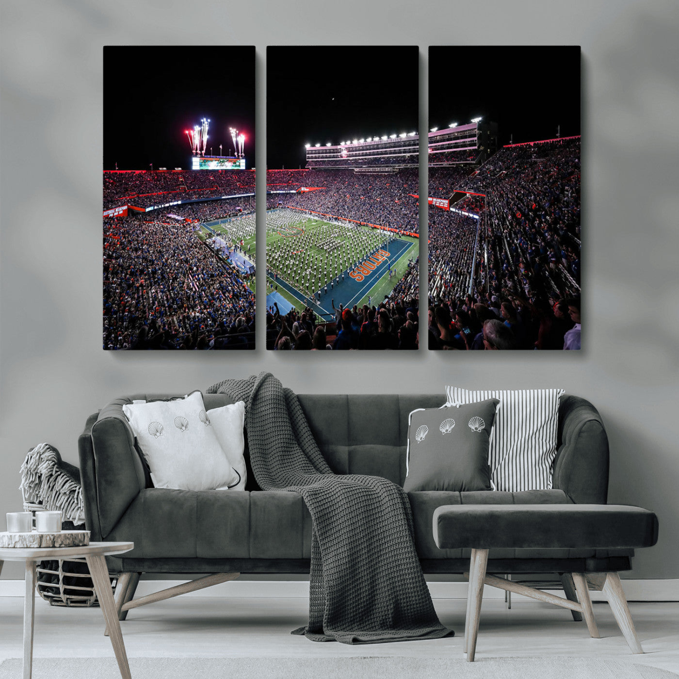 46899-MGV-CV-36X24-Ben Hill Griffin Stadium Wall Art Canvas Print, Framed Football Stadium Art Picture Print, Florida Football Stadium Perfect Sport