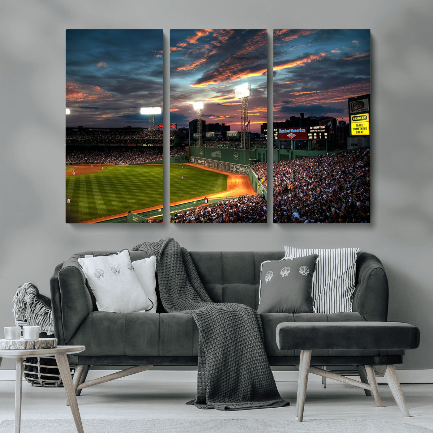 66781-MGV-CV-36X24-Baseball Stadium Wall Art – Canvas Print Evening Game Field Packed Crowd Sunset Sky Sports Photography, Dynamic Decor for Game