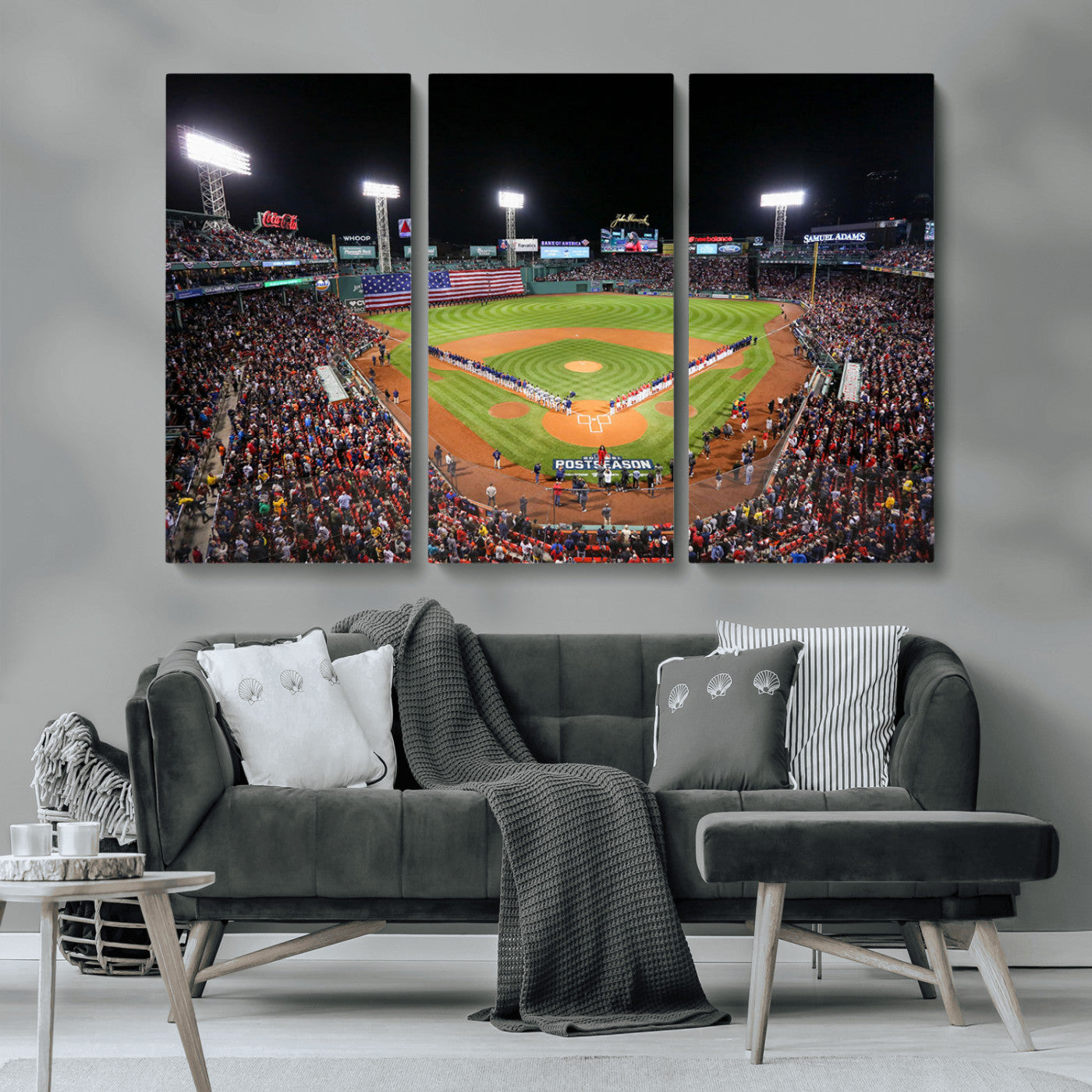 47365-MGV-CV-36X24-Fenway Park Stadium Wall Art Canvas Print, Framed Boston Baseball Stadium Art Picture Print, MLB Stadium Field Perfect Sport Room