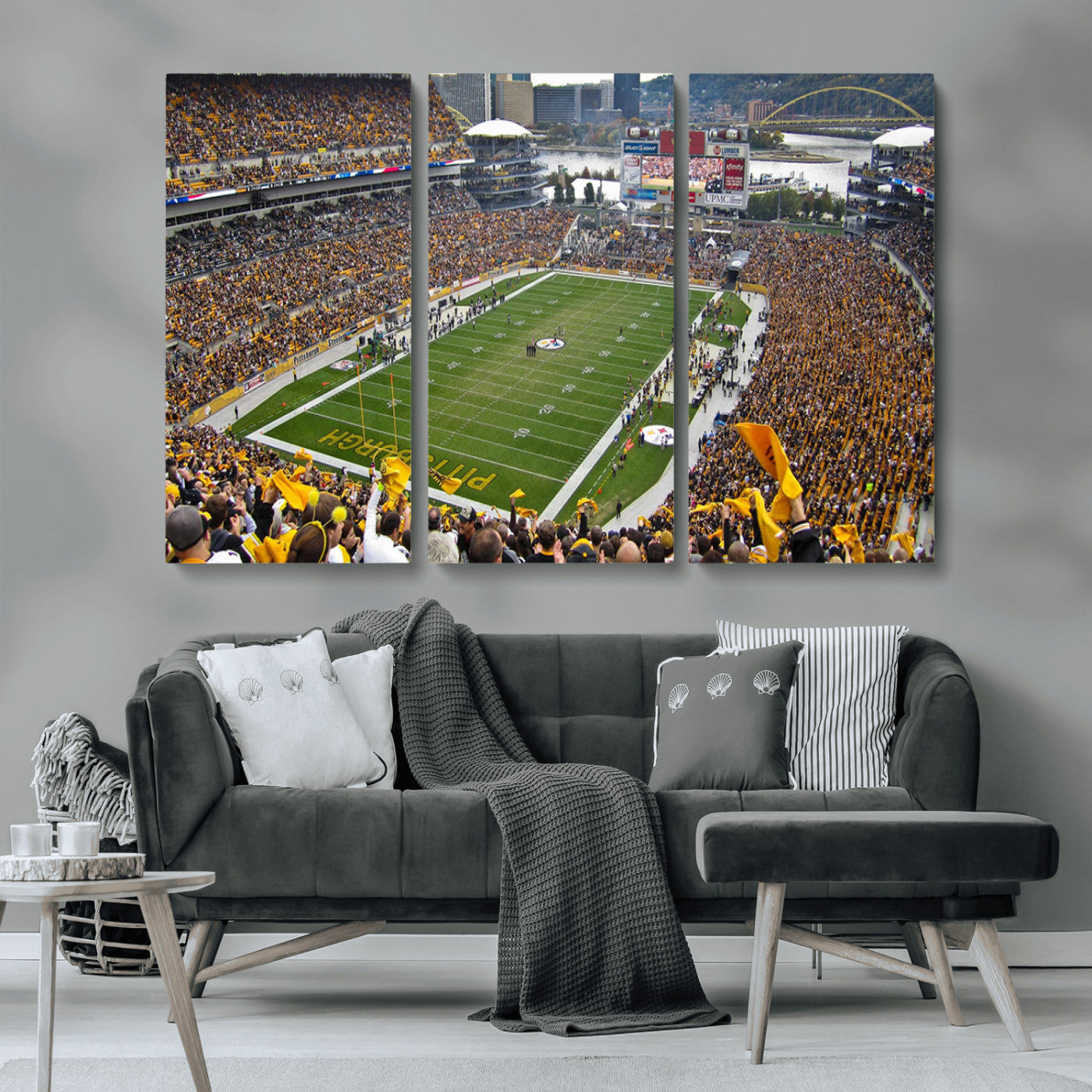 51419-MGV-CV-36X24-Heinz Field Wall Art Canvas Print, Framed Pittsburgh Stadium Field Art Picture Print, Heinz Stadium Field Perfect Sports Room