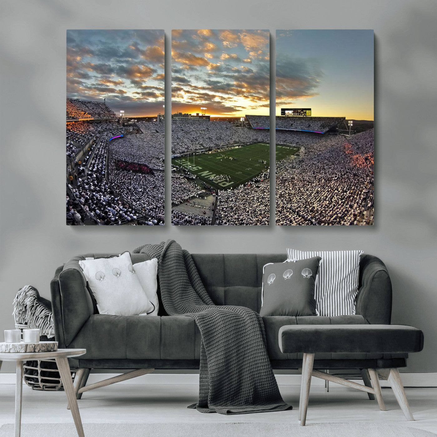 38807-MGV-CV-36X24-Beaver Stadium Wall Art Canvas Print, Framed Beaver Stadium Field Art Picture Print, Football Stadium Perfect Sport Room Decor