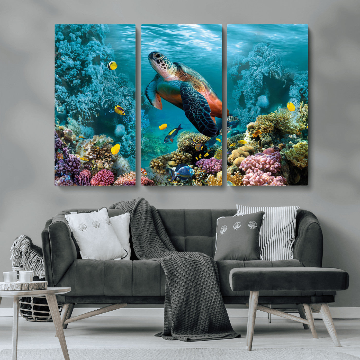 38661-MGV-CV-36X24-Sea Turtle Wall Art Canvas Print, Framed Ocean Wildlife Art Picture Print, Turtle Perfect Coastal Nature Decor Artwork