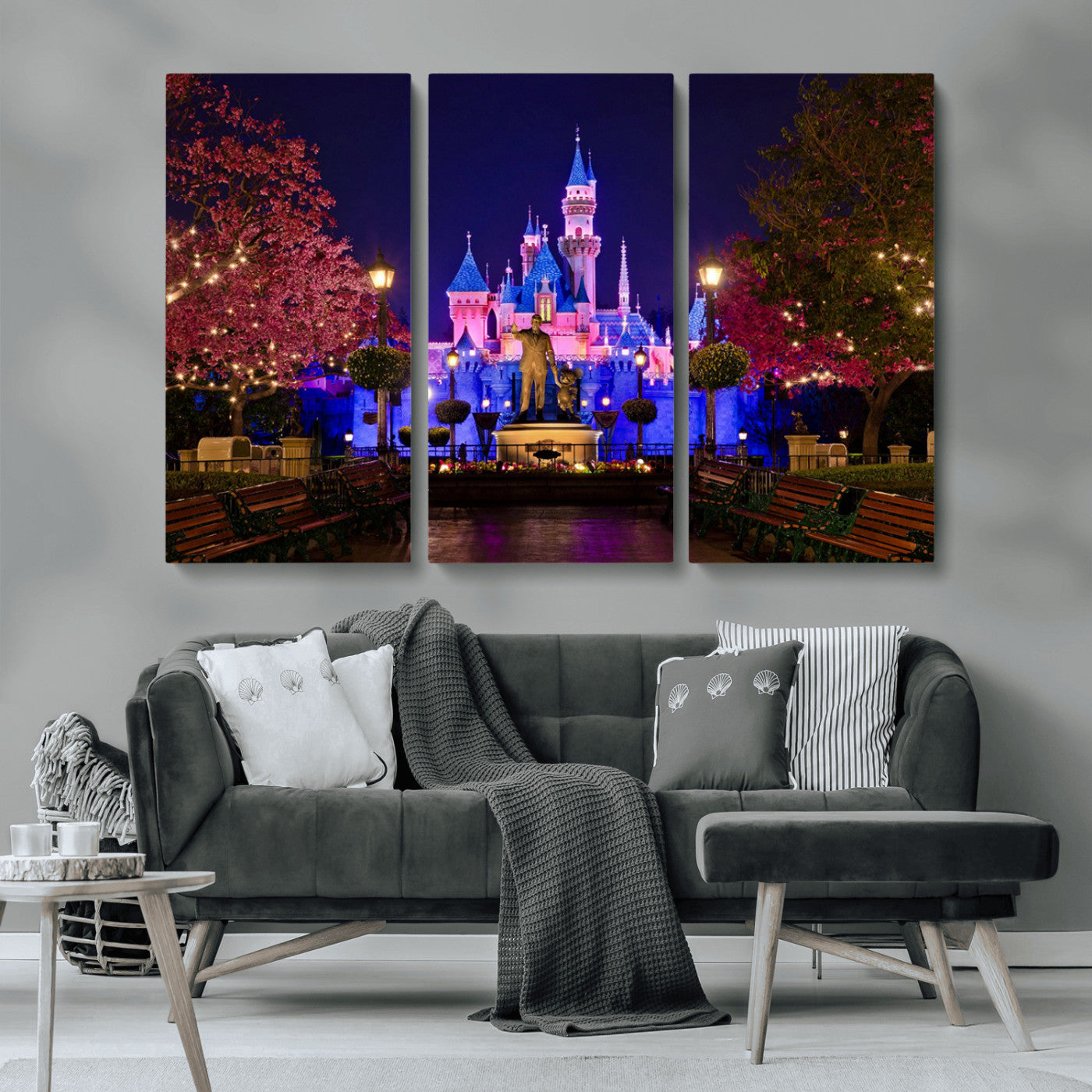 79435-MGV-CV-36X24-Disney Castle Wall Art Canvas Print, Framed Magic Kingdom Art Picture Print, Disney World Perfect Child Room Decor Artwork