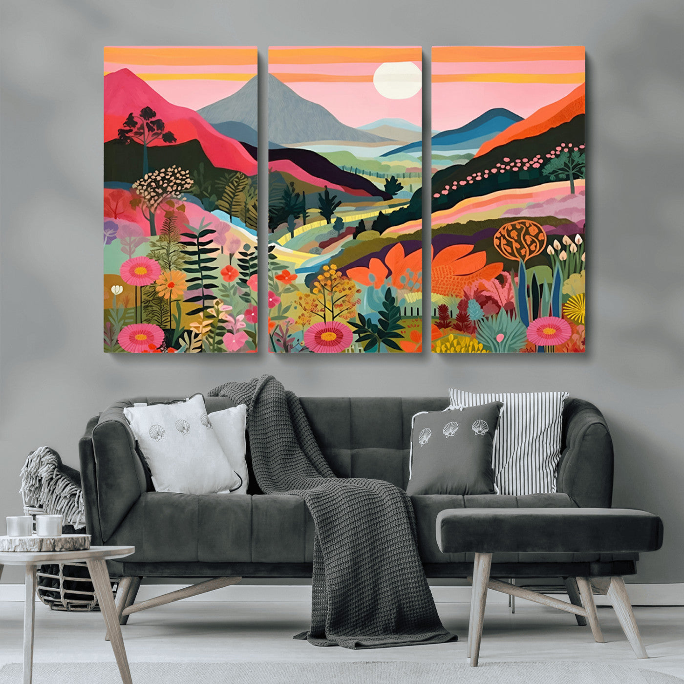 61376-MGV-CV-36X24-Floral Valley Wall Art – Panoramic Mountain Landscape Canvas Print, Vibrant Nature Decor for Living Room, Office, or Bedroom