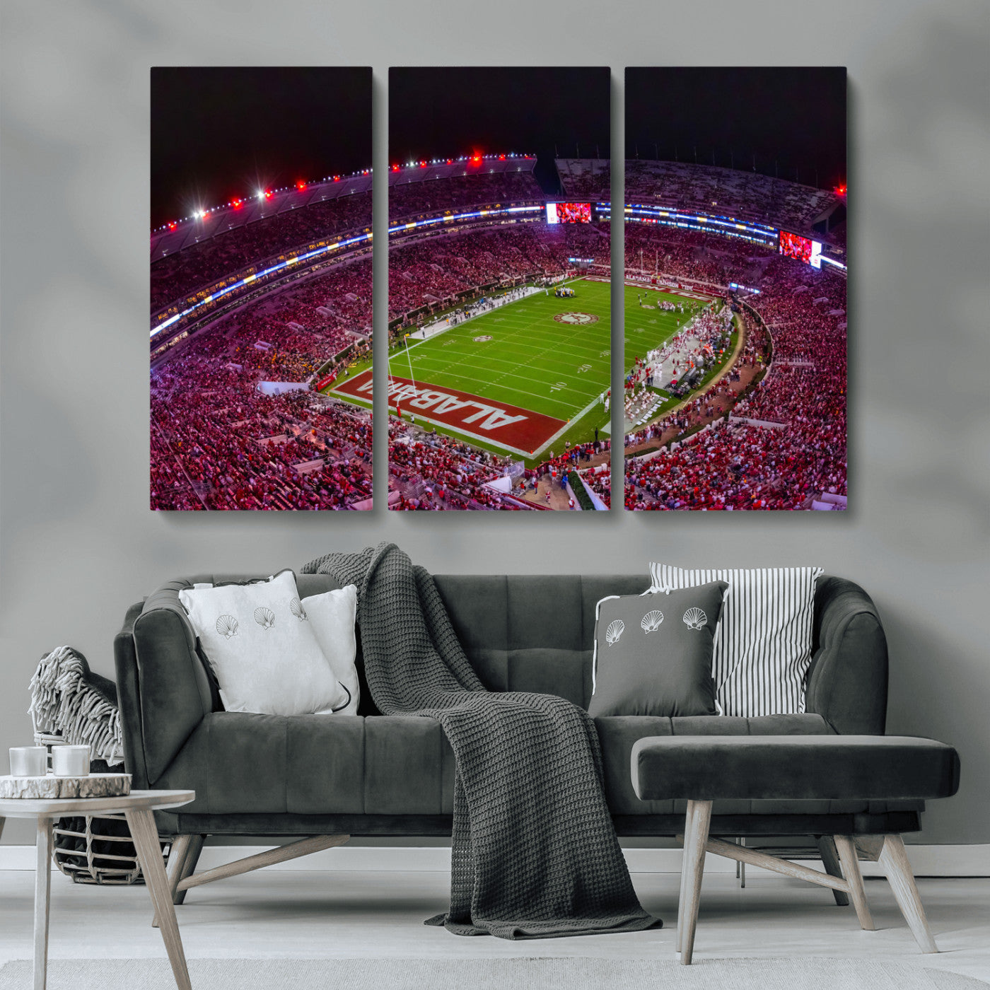 11343-MGV-CV-36X24-Bryant-Denny Stadium Wall Art – Panoramic Alabama Crimson Tide Football Field Canvas Print, Game Day Decor for Office, Man Cave or