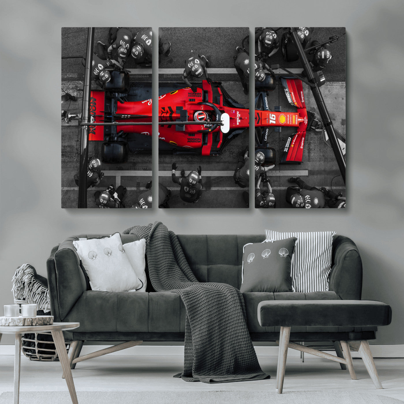 99356-MGV-CV-36X24-Ferrari Pit Stop Wall Art – Formula 1 Racing Car Canvas Print, Red Speed Machine Motorsport Decor for Office, Garage, Man Cave or