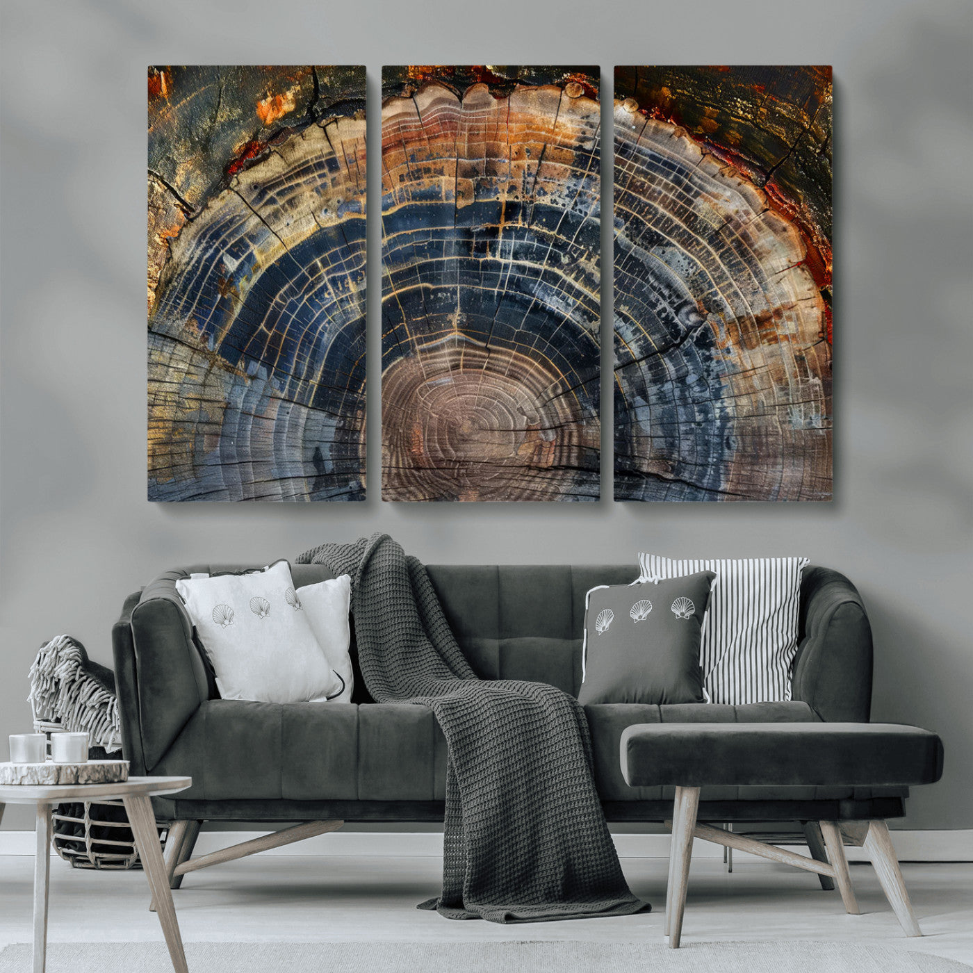 16193-MGV-CV-36X24-Tree Ring Wall Art – Abstract Wood Grain Canvas Print, Rustic Nature Texture Artwork Poster for Living Room, Bedroom, Office,