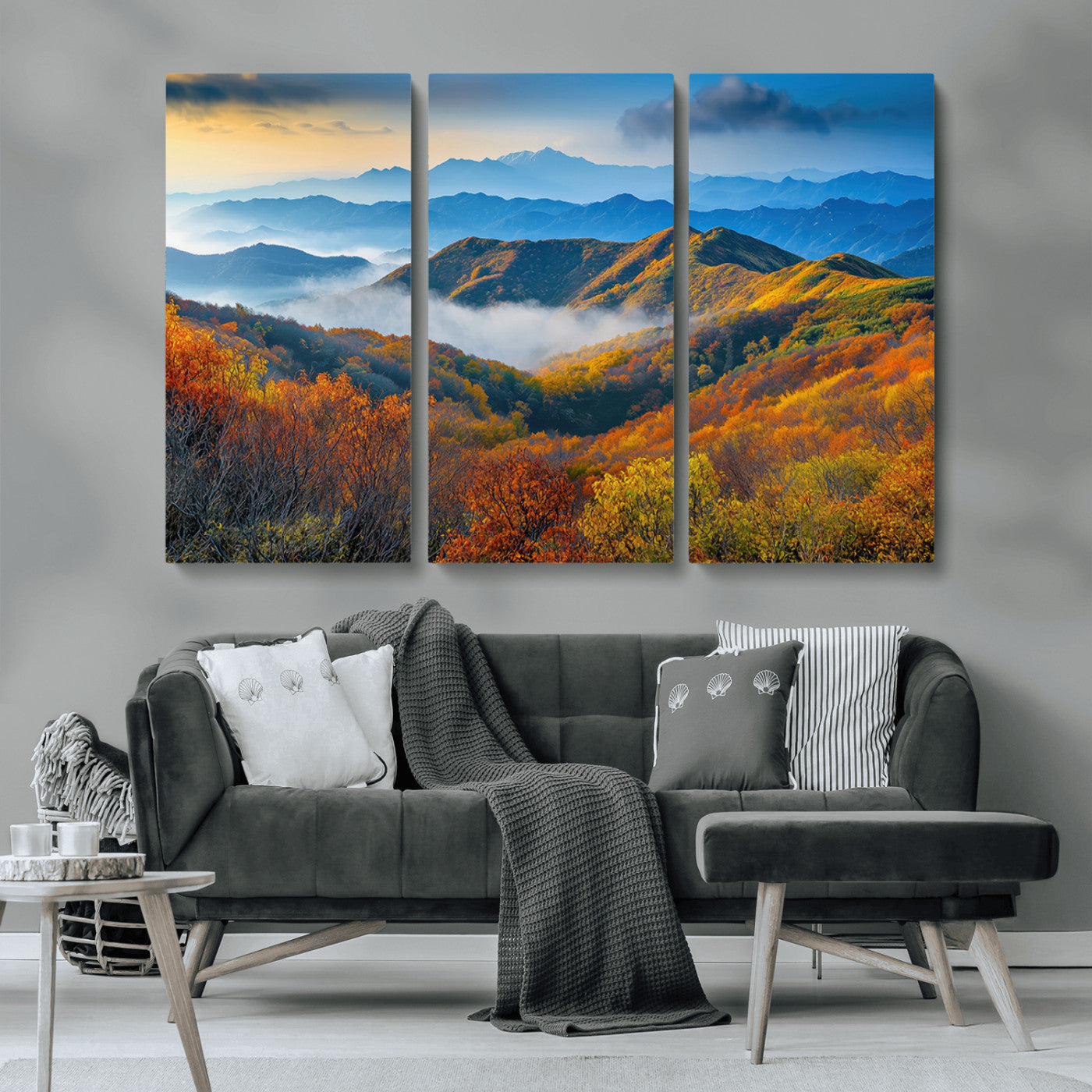 86772247-MGV-CV-36X24-Autumn Mountains Wall Art Canvas Print, Framed Fall Foliage Art Picture Print, Vibrant Hills Perfect Vibrant Nature Decor Artwork