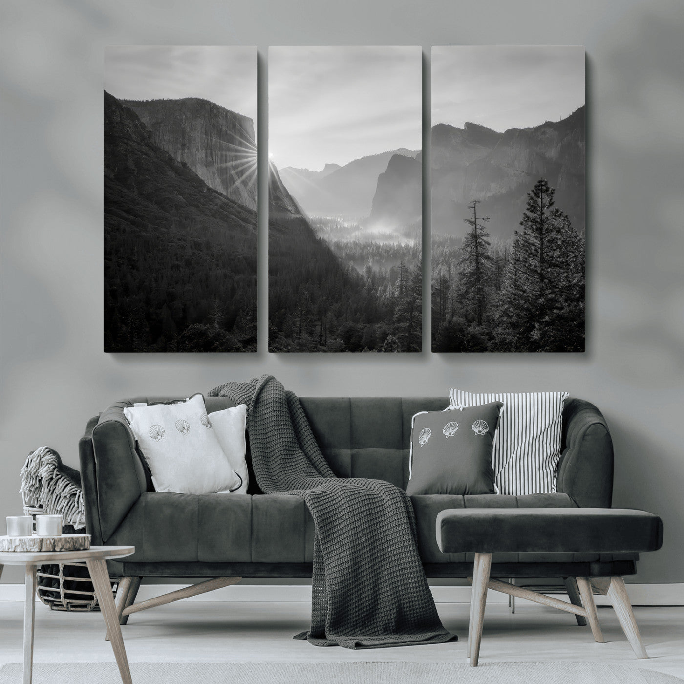 39278955-MGV-CV-36X24-Yosemite Valley Wall Art Canvas Print, Framed El Capitan Art Picture Print, Misty Mountain Perfect Modern Rustic Decor Artwork