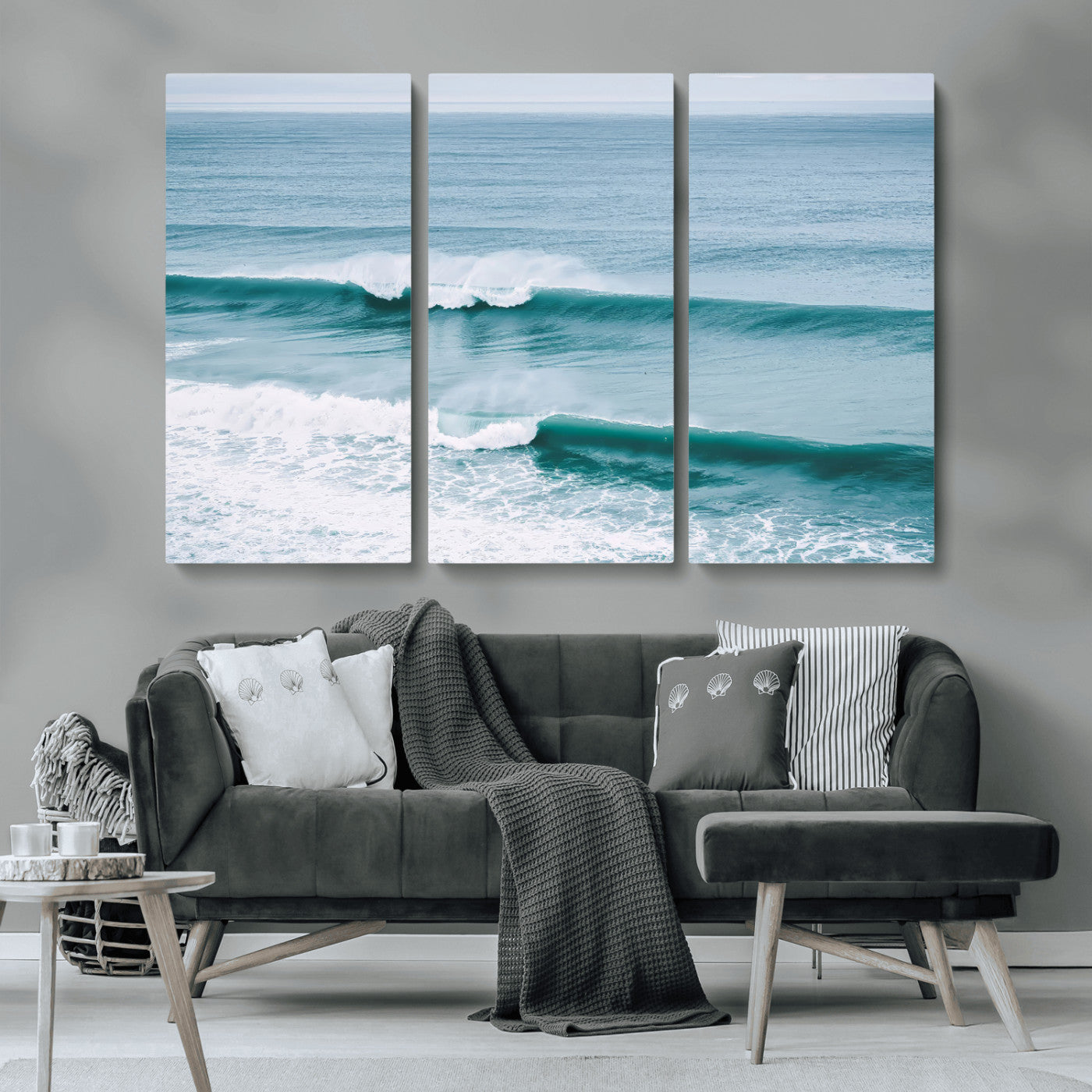 73692470-MGV-CV-36X24-Ocean Swell Wall Art Canvas Print, Framed Surf Waves Art Picture Print, Blue Water Perfect Coastal Dynamic Decor Artwork