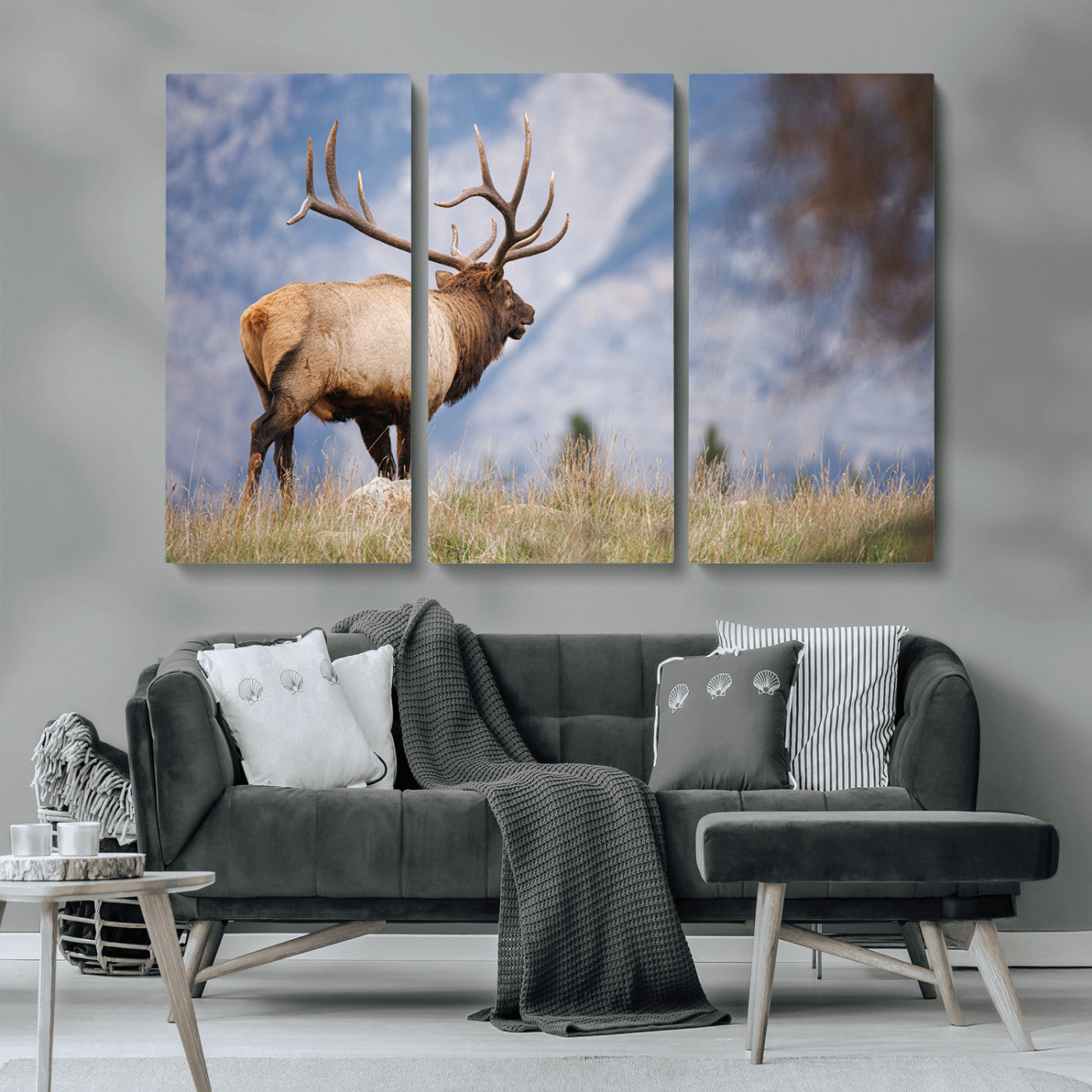 26365841-MGV-CV-36X24-Mountain Elk Art Wall Art Canvas Print, Framed Rustic Wildlife Print Art Picture Print, Lodge Style Decor Perfect Rustic Lodge