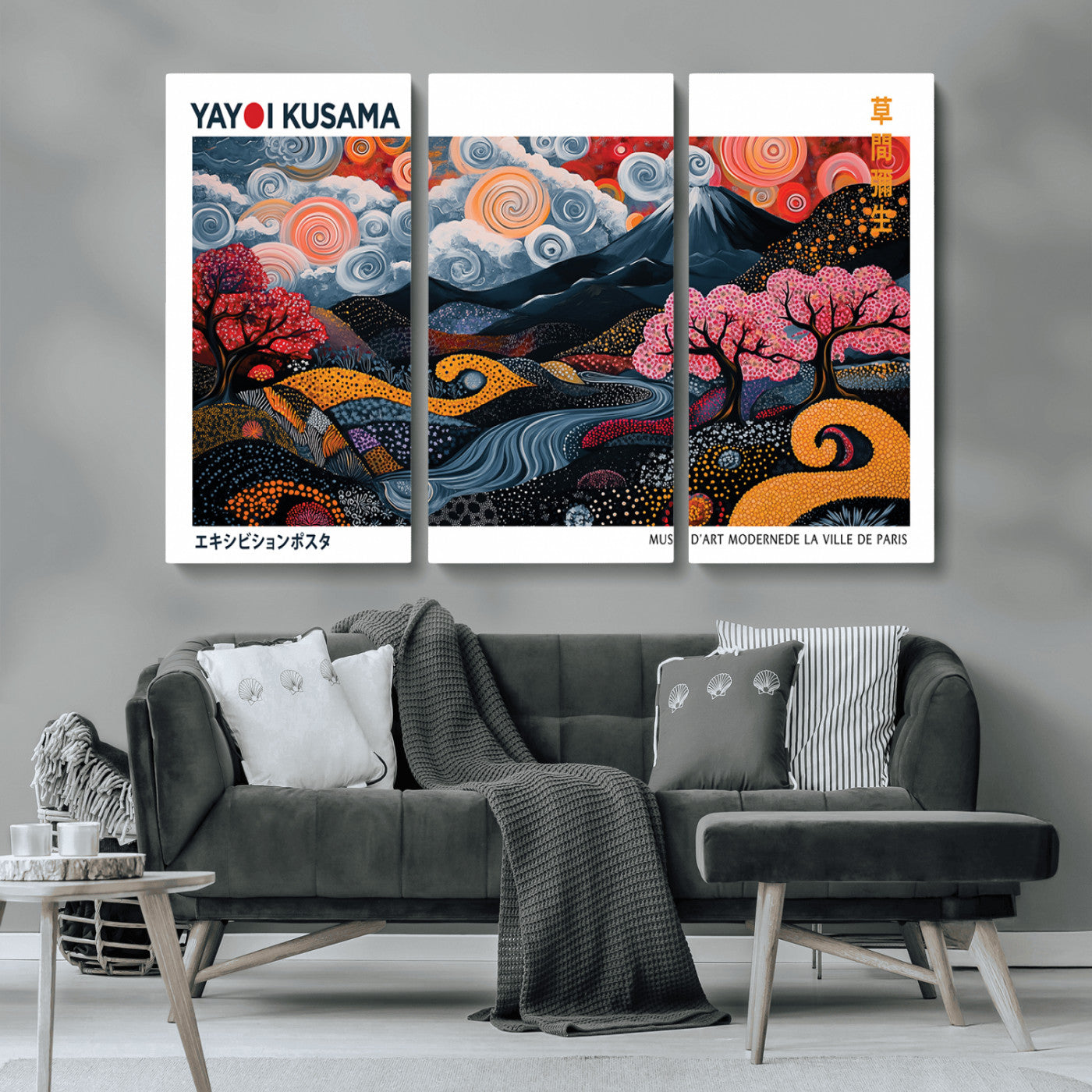 43879290-MGV-CV-36X24-Japanese Abstract Wall Art – Mount Fuji Cherry Blossom Canvas Print, Modern Asian Inspired Landscape Decor for Living Room,