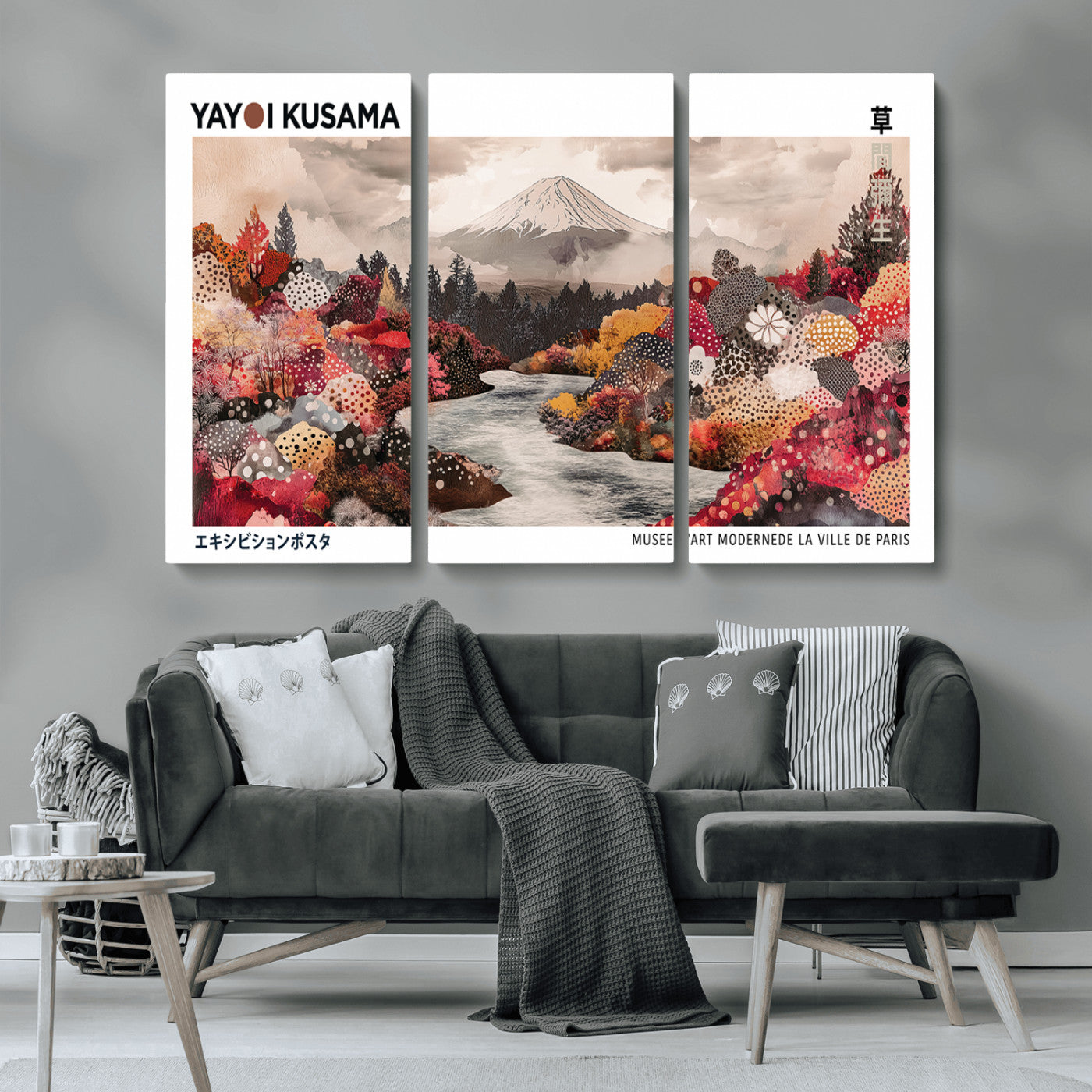 32352074-MGV-CV-36X24-Japanese Landscape Wall Art – Mount Fuji River Canvas Print, Modern Asian Inspired Nature Decor for Living Room, Bedroom, Office