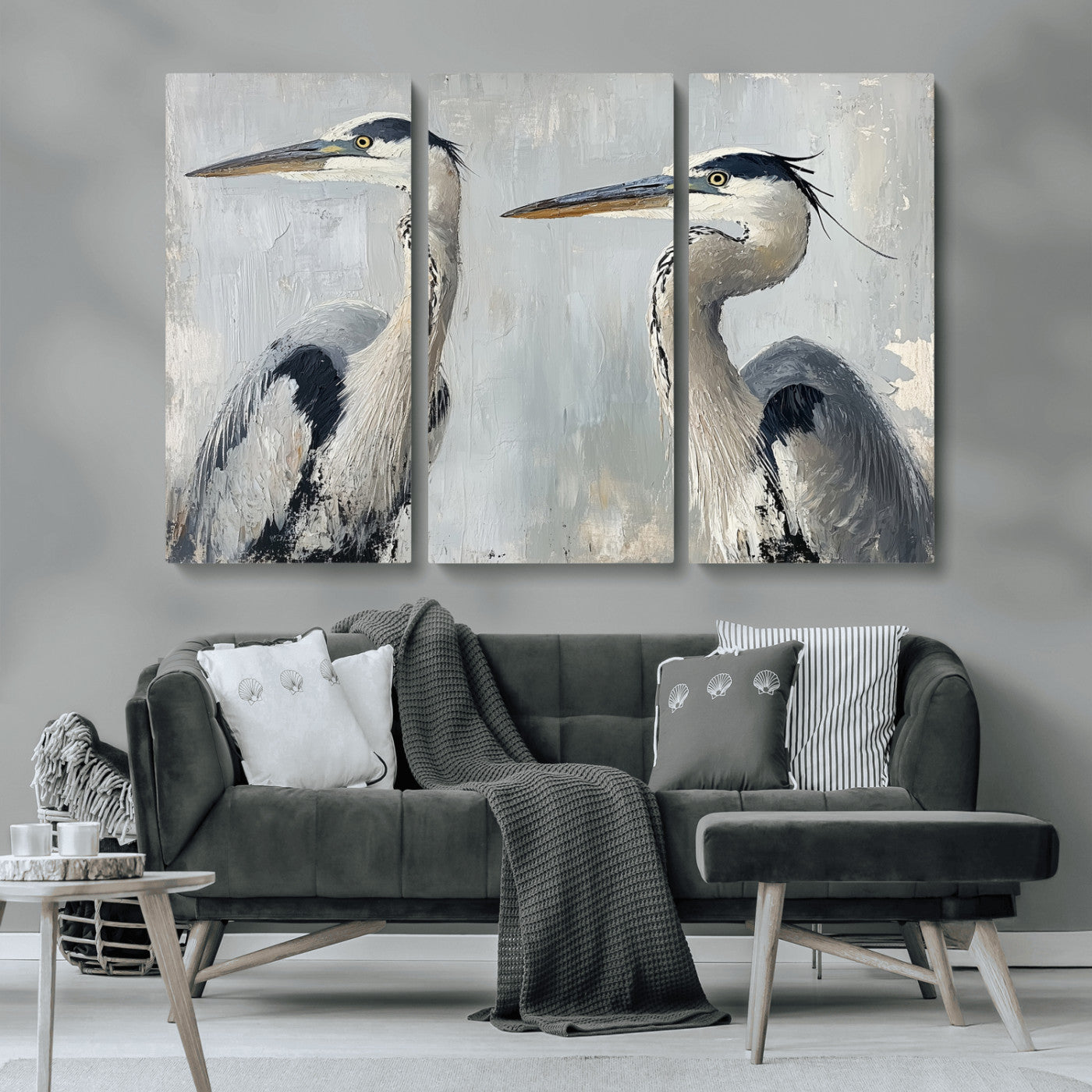 19427826-MGV-CV-36X24-Bird Canvas Decor Wall Art Canvas Print, Framed Coastal Bird Pair Art Picture Print, Minimalist Wildlife Wall Perfect Coastal