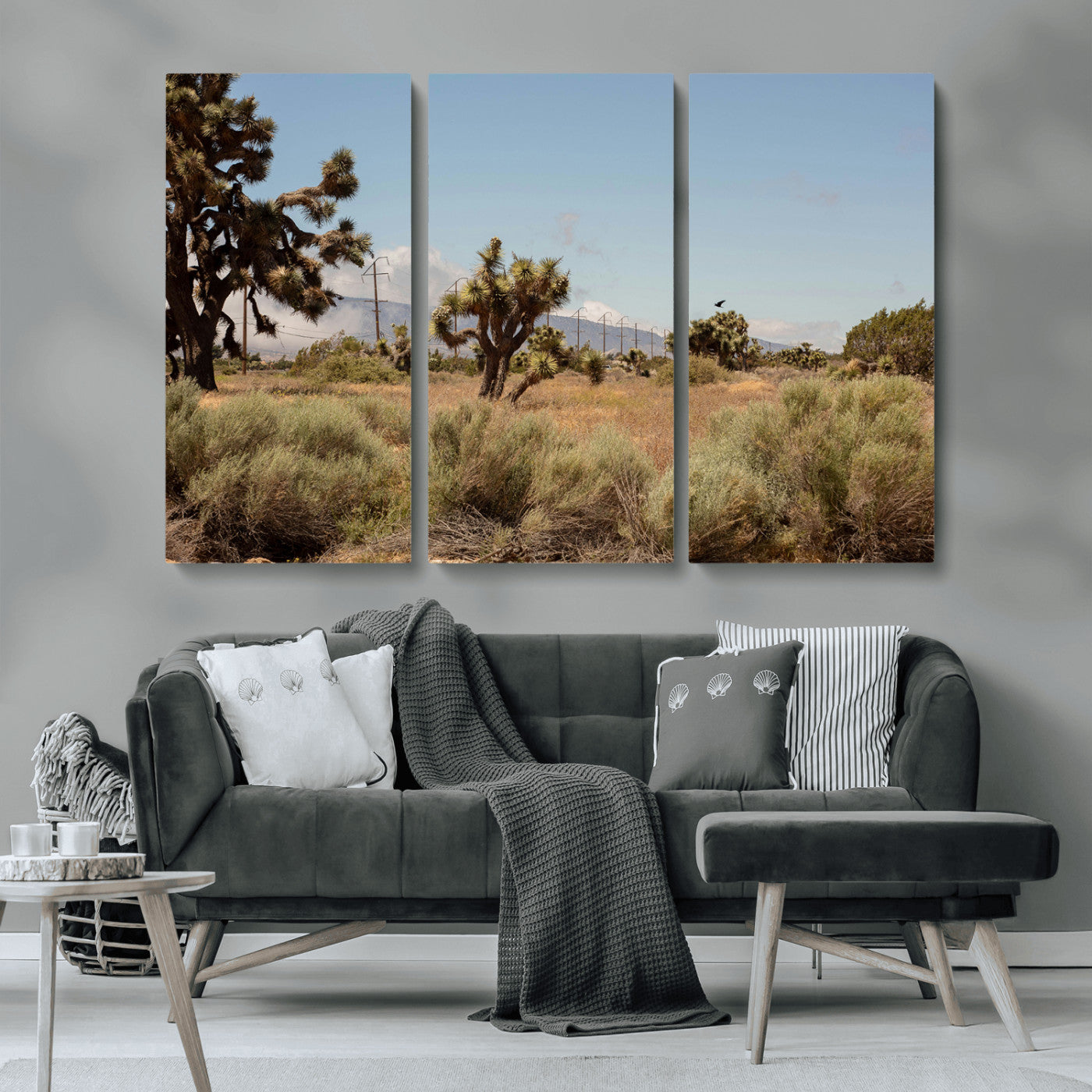 16114018-MGV-CV-36X24-Joshua Tree Wall Art Canvas Print, Framed Desert Landscape Art Picture Print, Mountain Horizon Perfect Southwestern Boho Decor