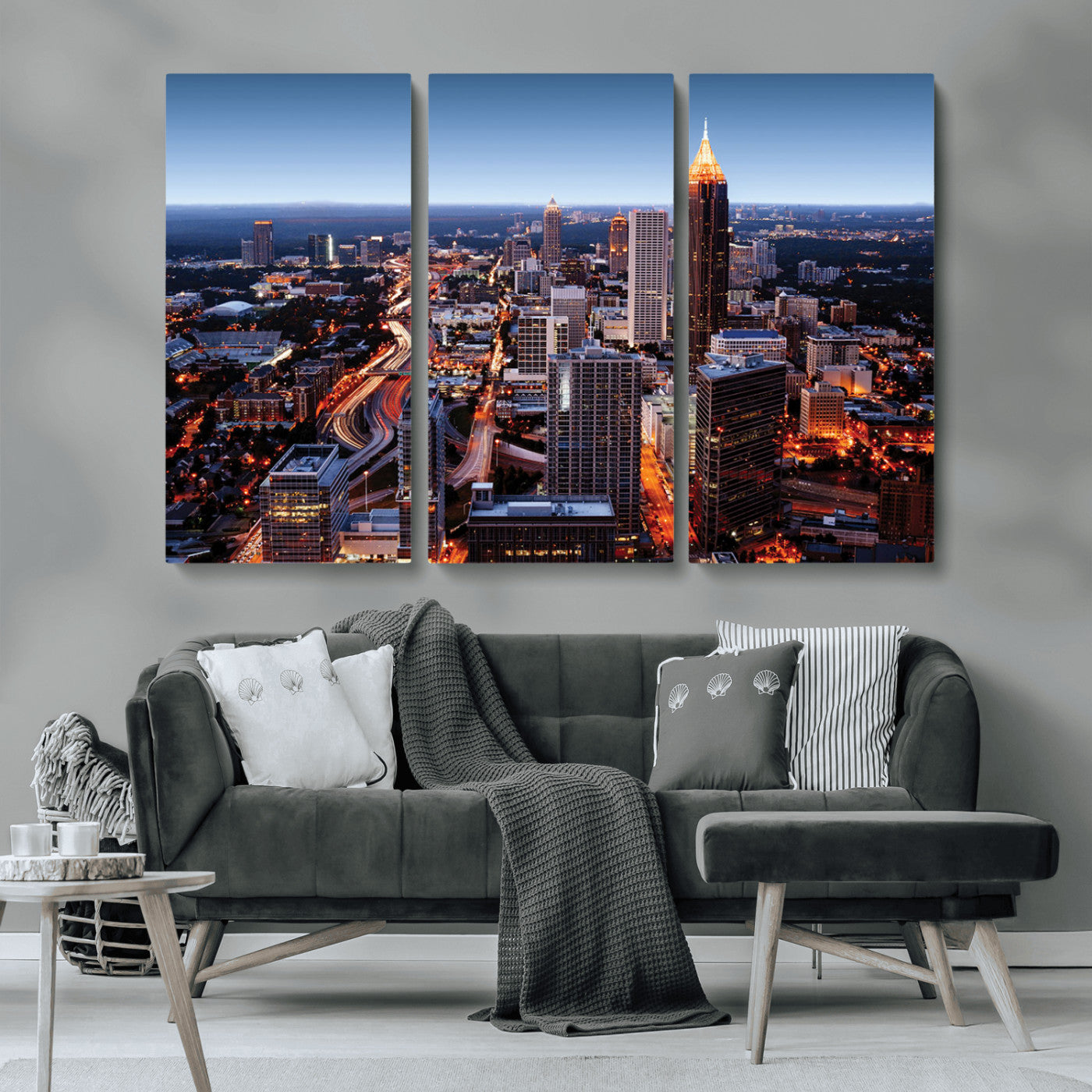 81886632-MGV-CV-36X24-Atlanta Skyline Wall Art – Vibrant City Lights Canvas Print, Modern Urban Cityscape Decor for Living Room, Office, or Apartment