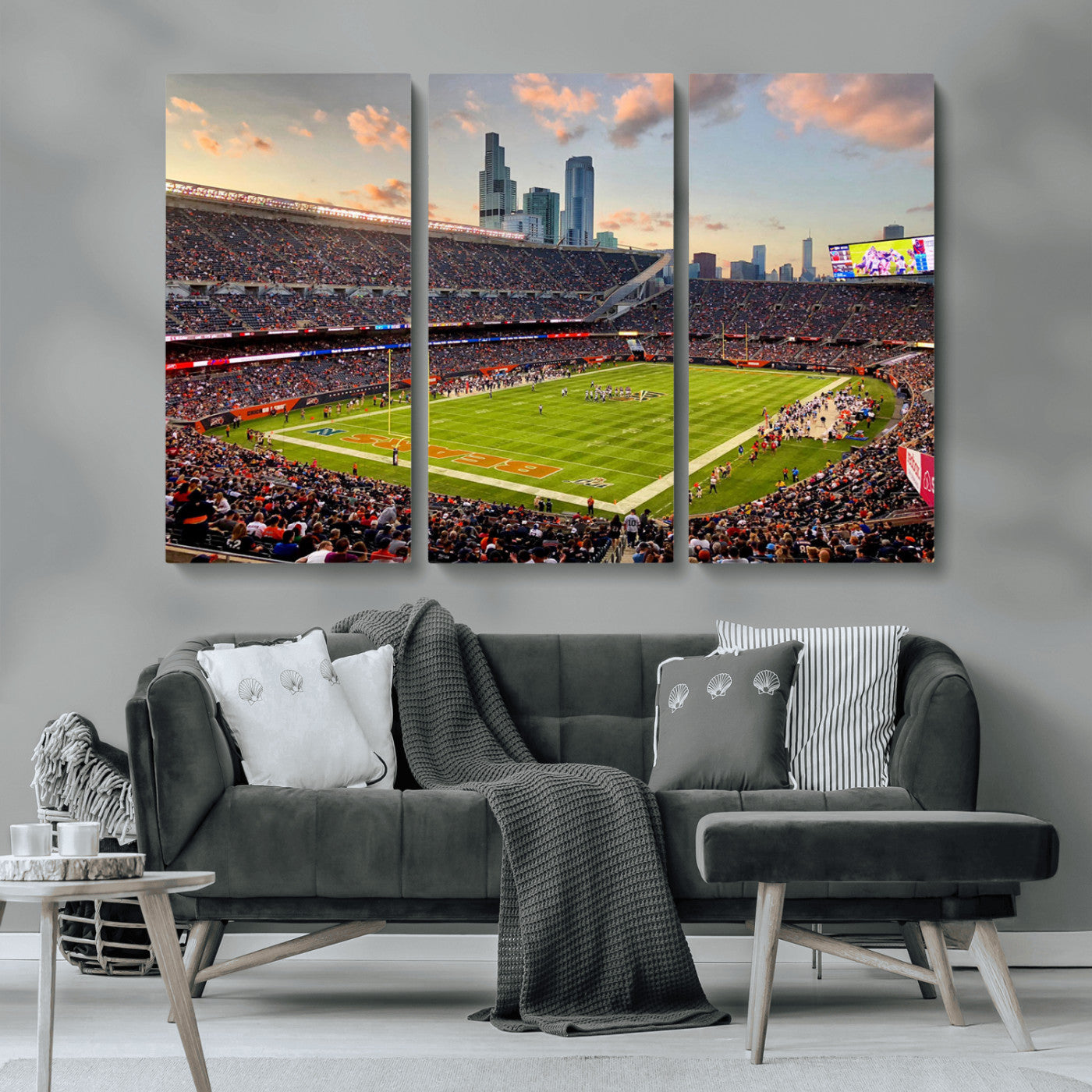 55377093-MGV-CV-36X24-Soldier Field Wall Art – Panoramic Chicago Bears Football Stadium Canvas Print, Game Day Sports Decor for Man Cave, Bar, Office,