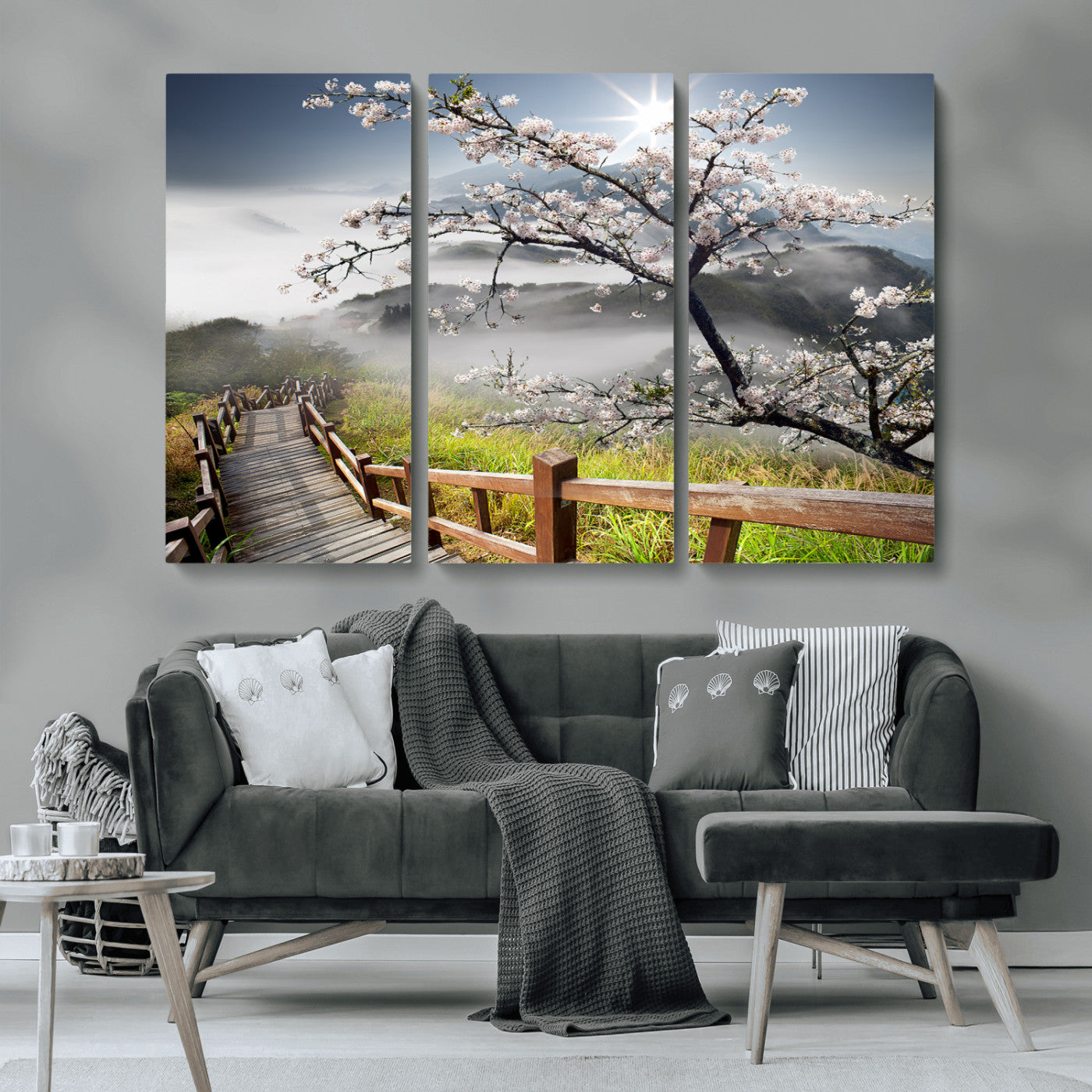 34632598CRY-MGV-CV-36X24-Sakura Cherry Blossom Pathway Canvas Wall Art – Tranquil Walk Through Blossoming Nature – Ready to Hang