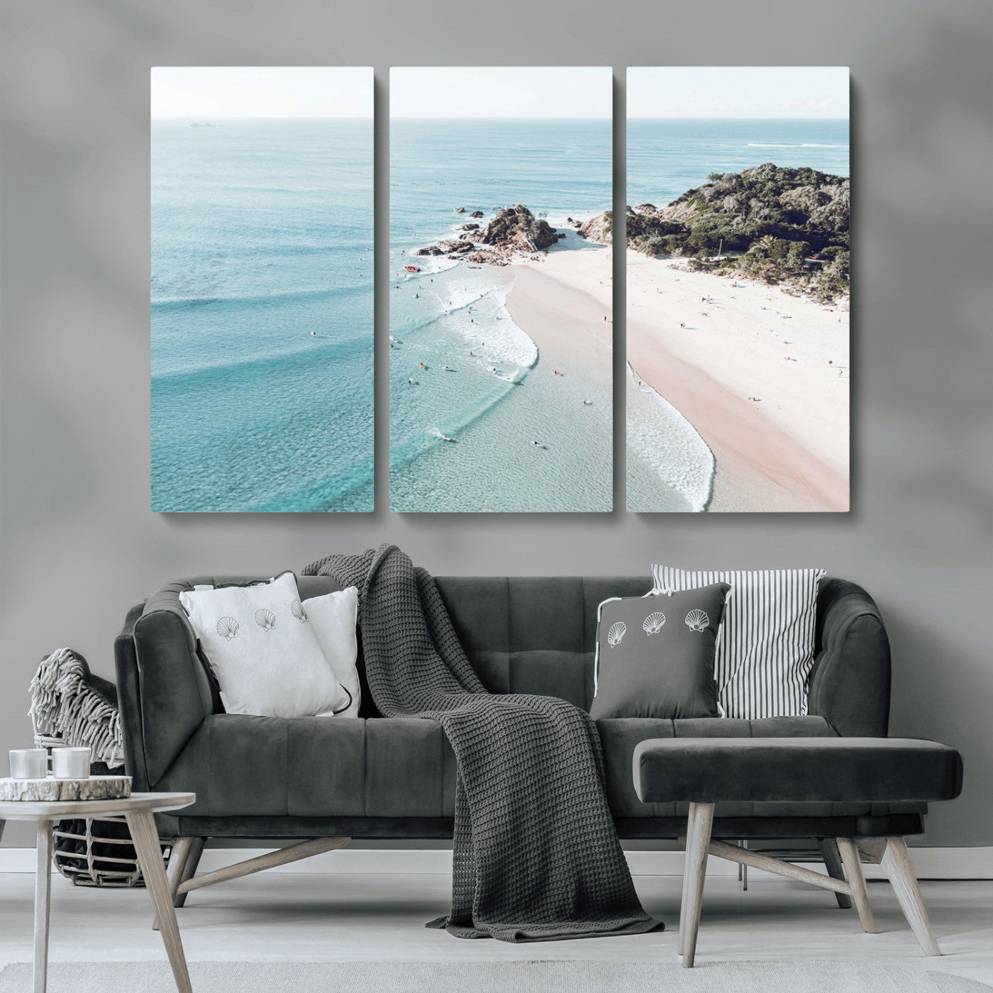 79395467-MGV-CV-36X24-Coastal Wall Art – Aerial Beach Canvas Print, Ocean Waves and Sandy Shore Photography Decor for Bedroom, Living Room, Office,