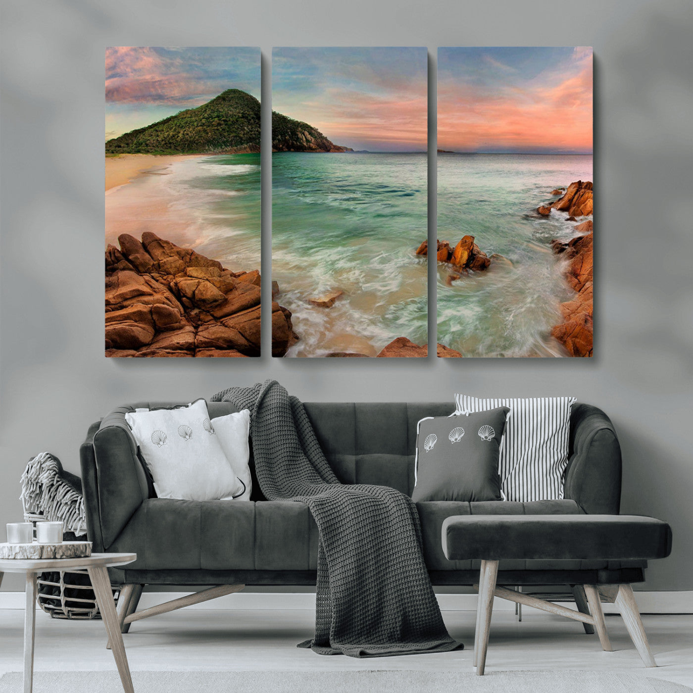 53831025-MGV-CV-36X24-Coastal Landscape Wall Art – Tropical Beach Ocean Canvas Print, Sunset Mountain View Photography Decor for Living Room, Bedroom,