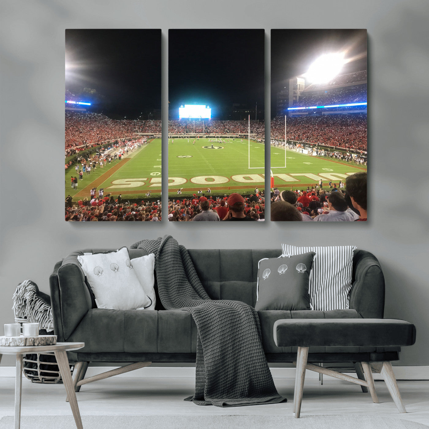 16230786-MGV-CV-36X24-Sanford Stadium Wall Art – Georgia Bulldogs Football Night Game Canvas Print, College Sports Decor for Man Cave, Bar, Office, or