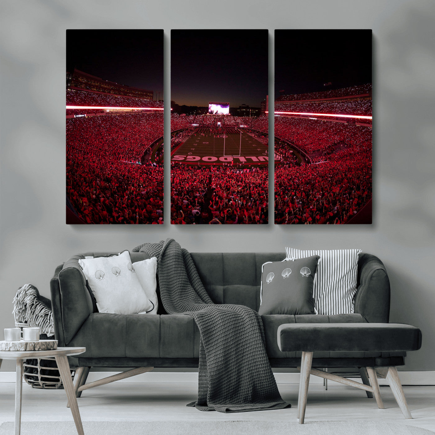 38331045-MGV-CV-36X24-Sanford Stadium Wall Art – Georgia Bulldogs Football Red Night Game Canvas Print, Electric College Sports Decor for Man Cave or