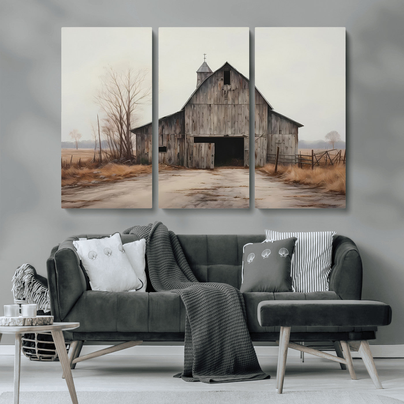 90499-MGV-CV-36X24-Old Barn Wall Art Canvas Print, Framed Rustic Barn Art Picture Print, Abandoned Farm Perfect Rustic Farmhouse Decor Artwork