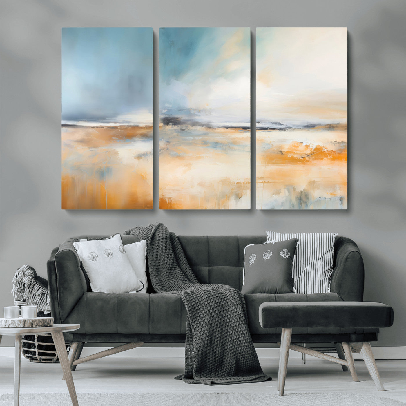 12135-MGV-CV-36X24-Soft Horizon Wall Art Canvas Print, Framed Golden Field Art Picture Print, Dreamy Horizon Perfect Minimalist Earthy Decor Artwork