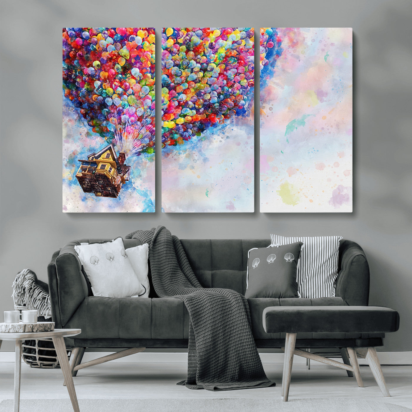 18792-MGV-CV-36X24-Up Movie House Wall Art Canvas Print, Framed Carls Journey Art Picture Print, Up Inspired Perfect Animated Whimsical Decor Artwork