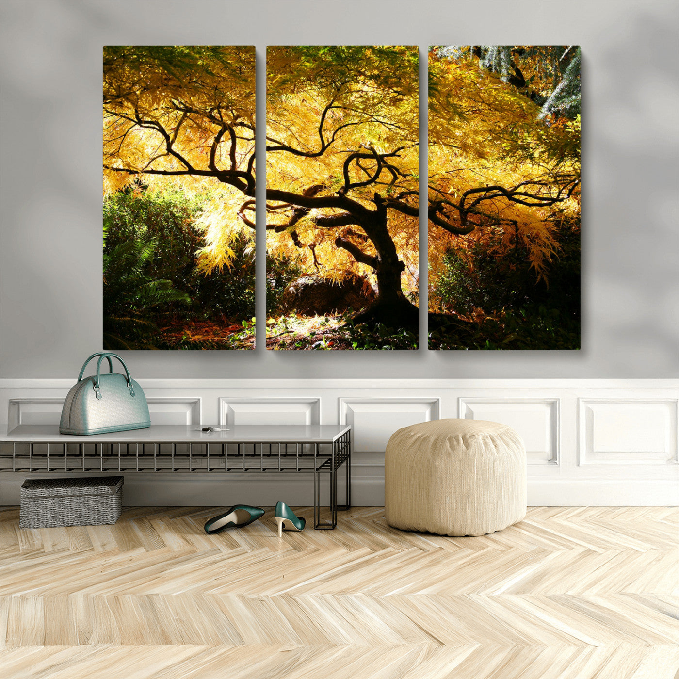 19067-MGV-CV-36X24-Golden Canopy Wall Art – Panoramic Autumn Tree Canvas Print, Warm Seasonal Decor for Living Room, Office or Garden Space